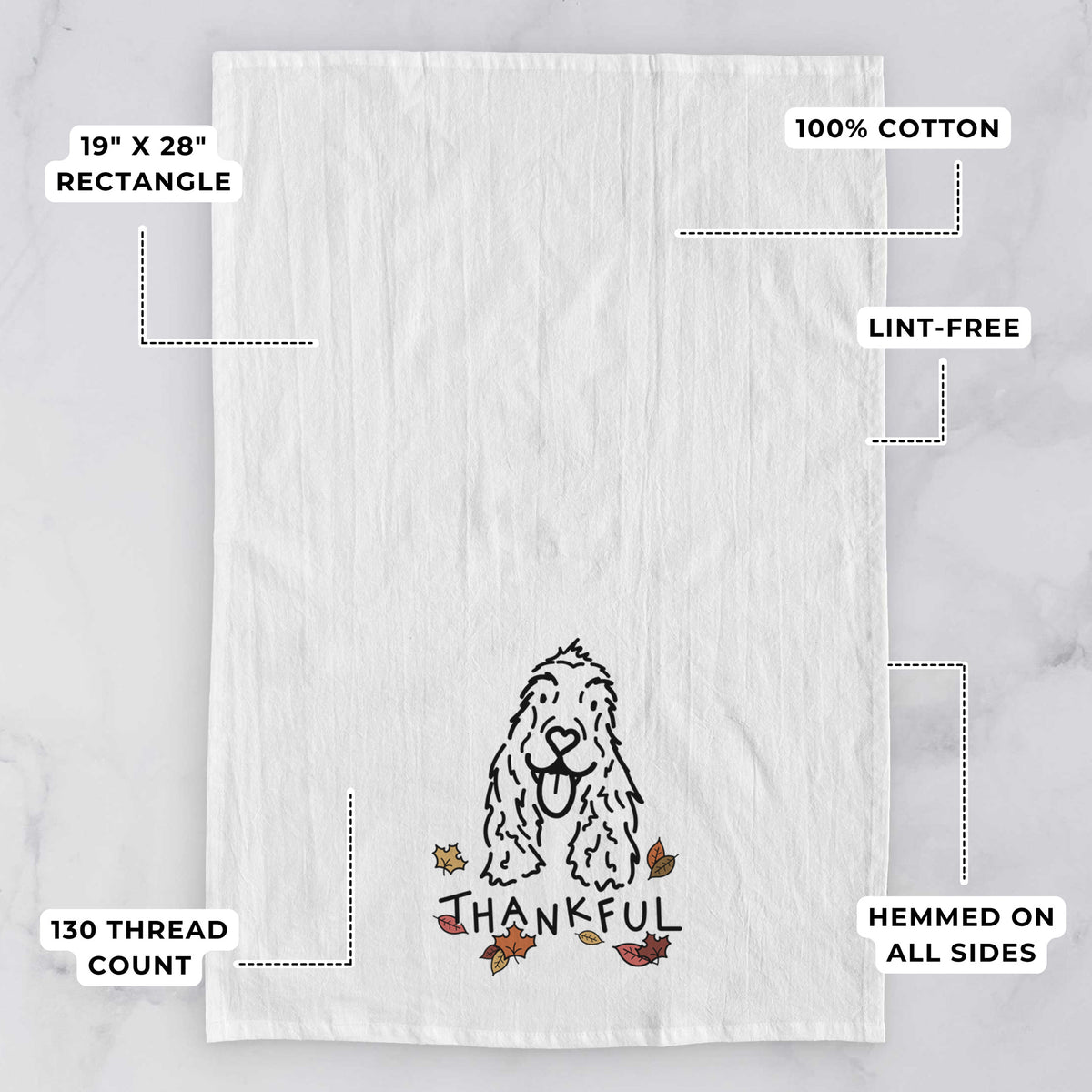 Thankful English Cocker Spaniel - Dolly - Tea Towel