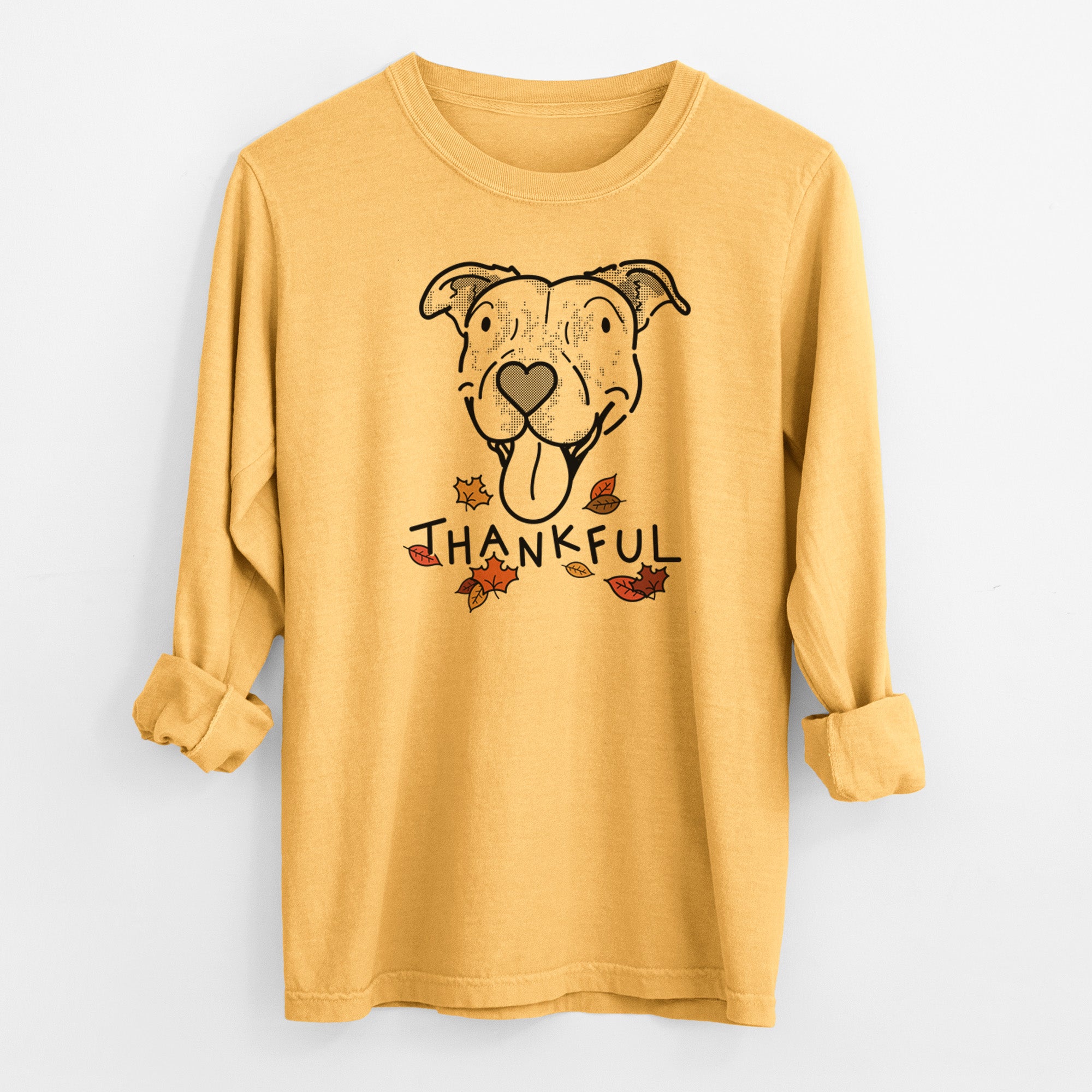 Thankful Pitbull Mix - Dottie - Men's Heavyweight 100% Cotton Long Sleeve