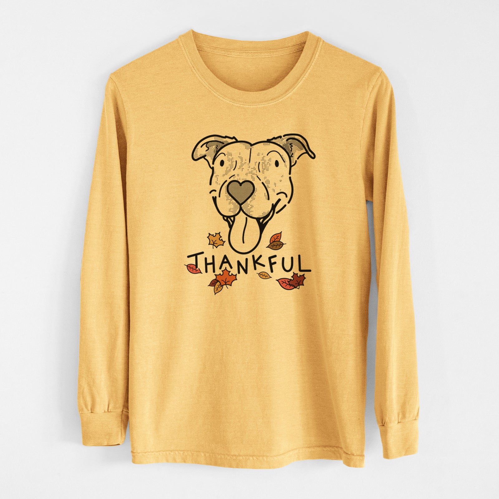 Thankful Pitbull Mix - Dottie - Men's Heavyweight 100% Cotton Long Sleeve