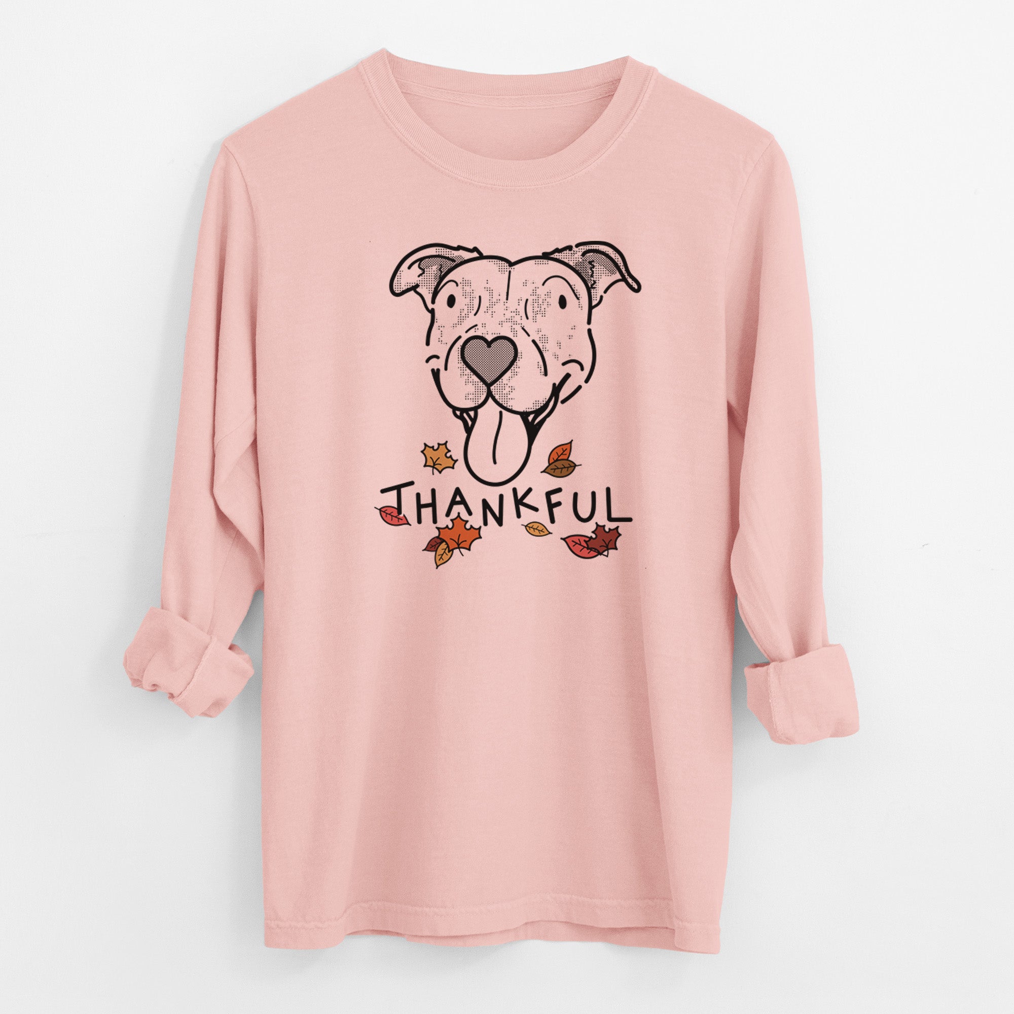 Thankful Pitbull Mix - Dottie - Men's Heavyweight 100% Cotton Long Sleeve