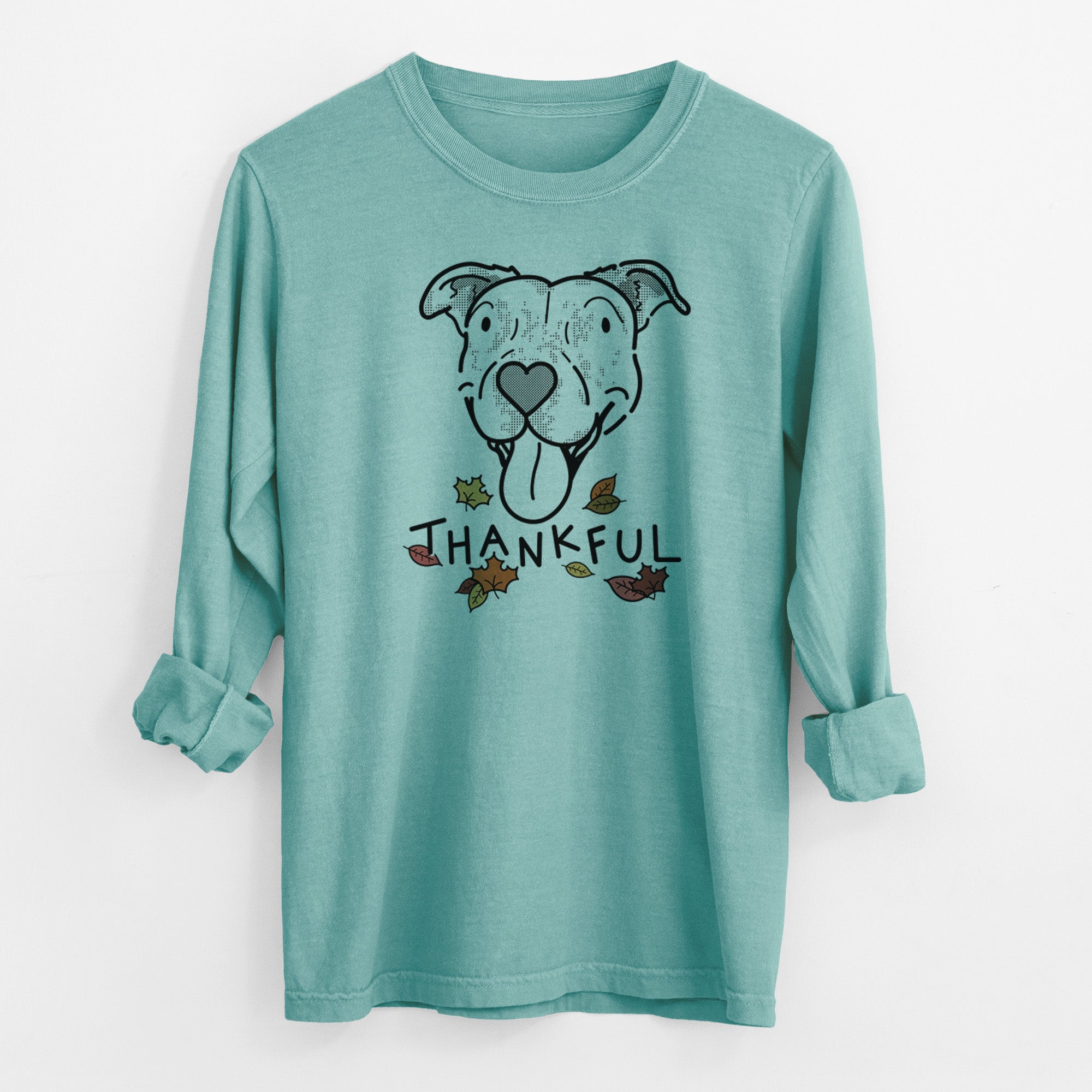 Thankful Pitbull Mix - Dottie - Men's Heavyweight 100% Cotton Long Sleeve