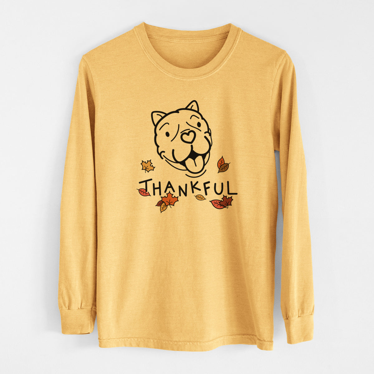 Thankful American Bulldog - Draco - Men&#39;s Heavyweight 100% Cotton Long Sleeve