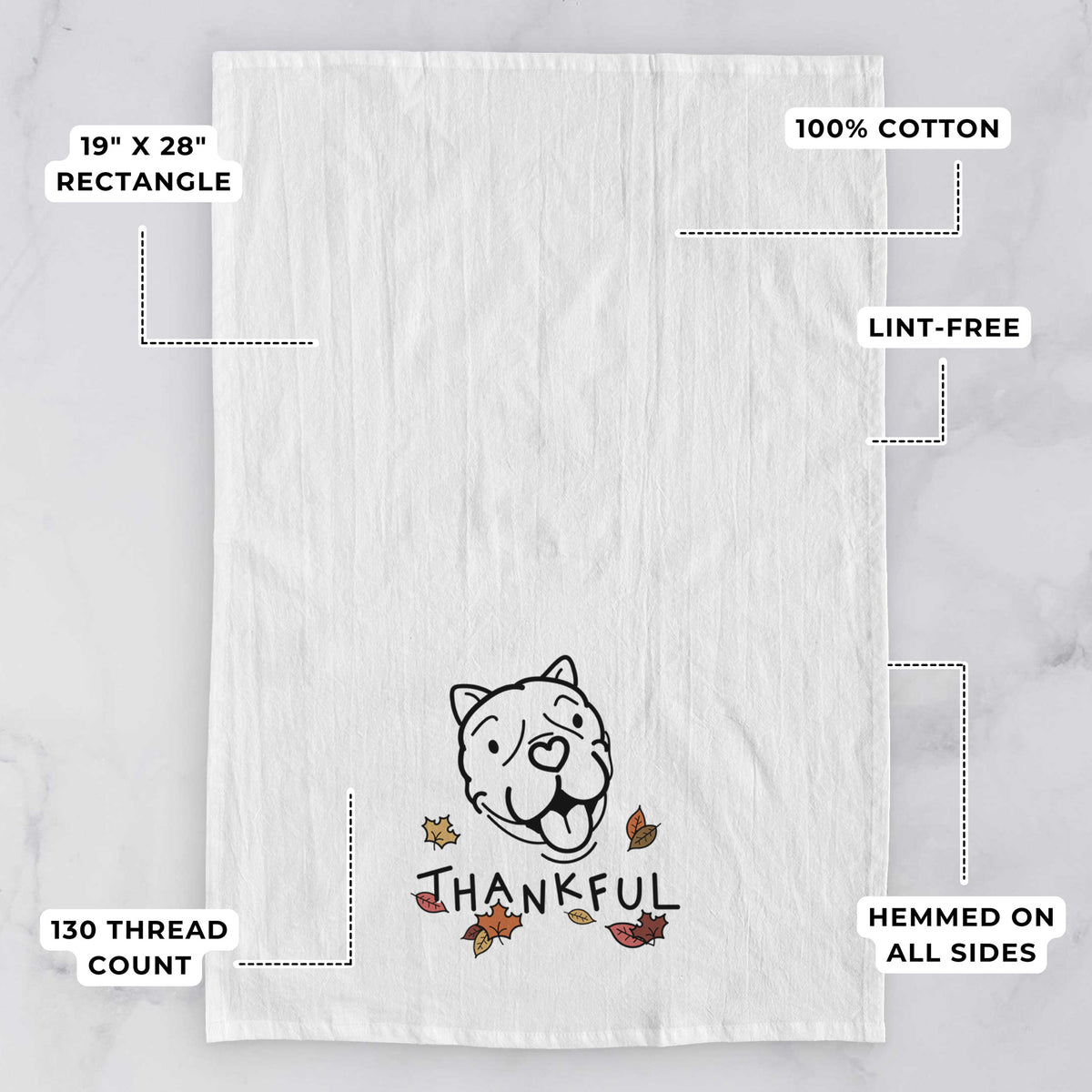 Thankful American Bulldog - Draco - Tea Towel