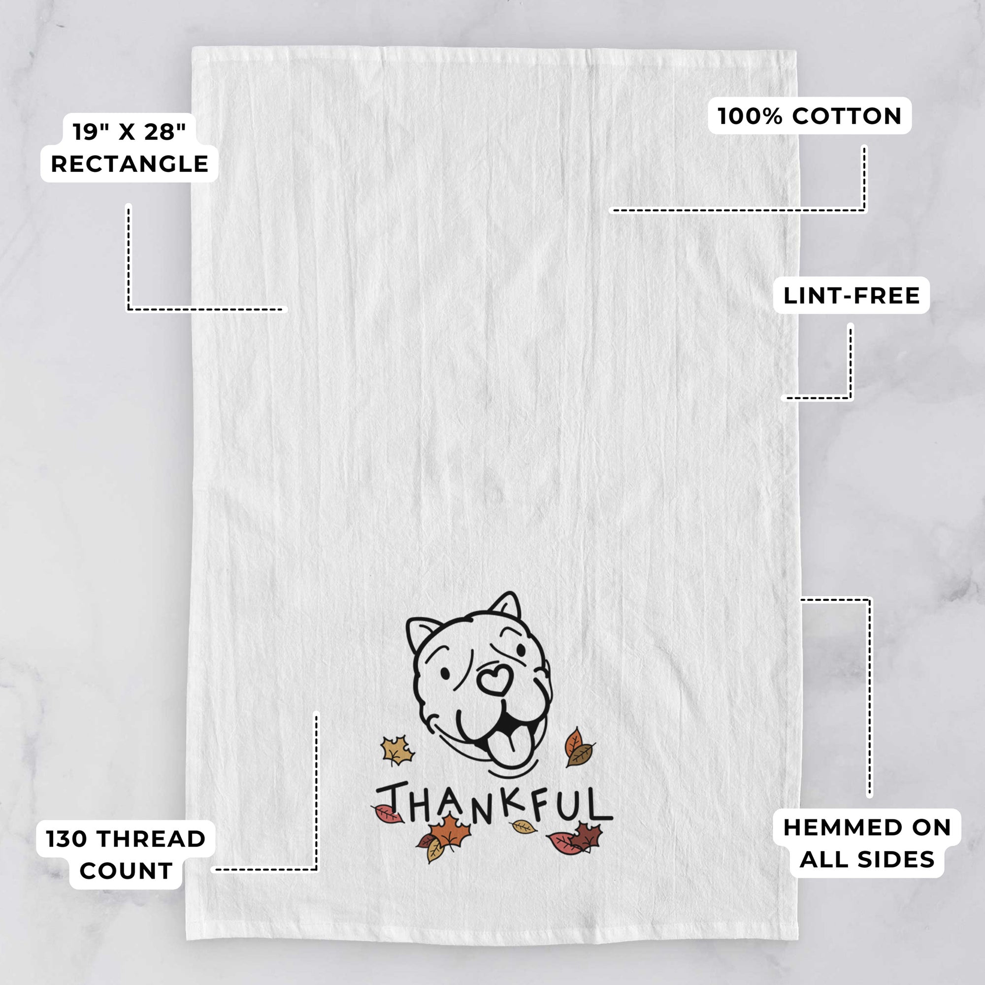 Thankful American Bulldog - Draco - Tea Towel