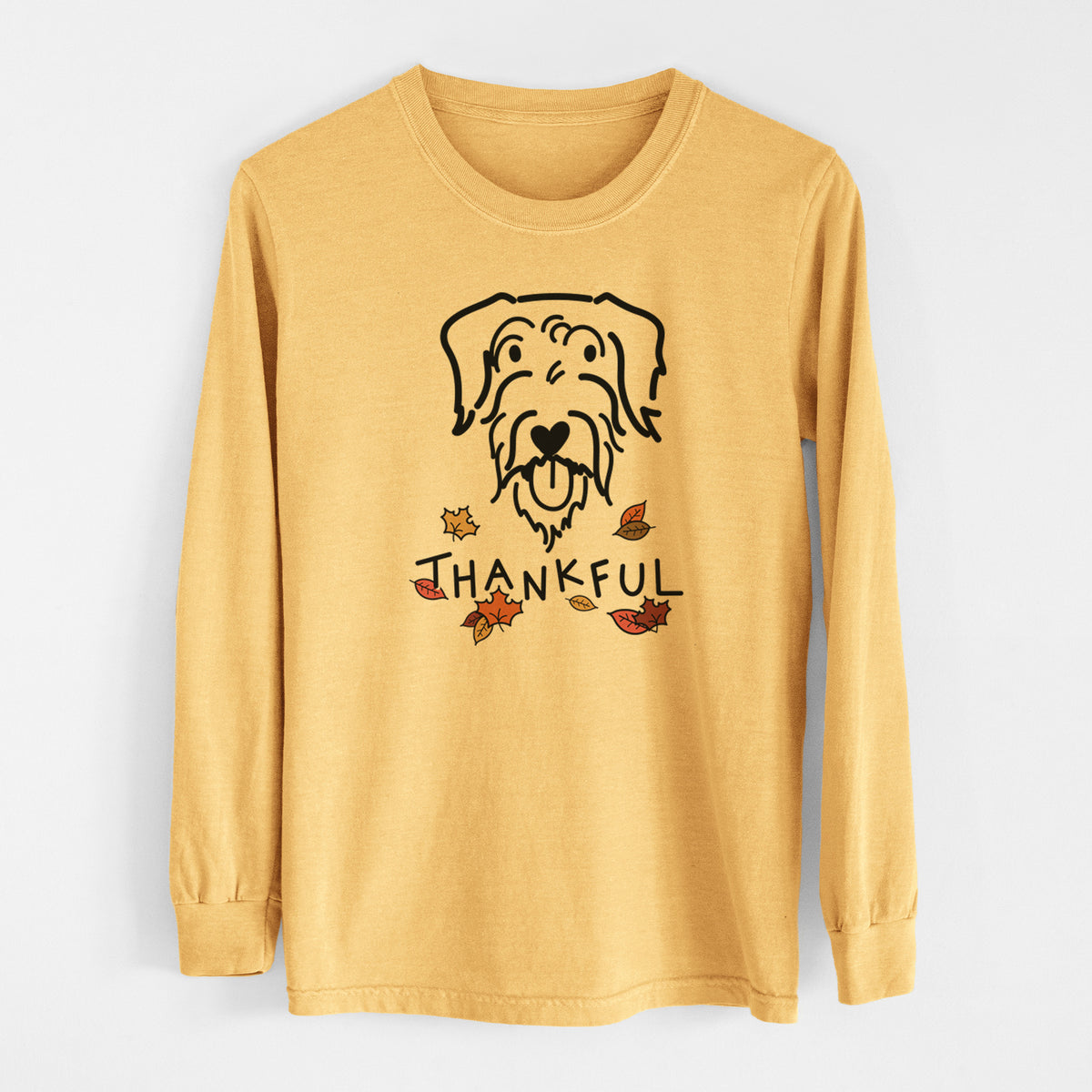 Thankful Doodle - Dug - Men&#39;s Heavyweight 100% Cotton Long Sleeve