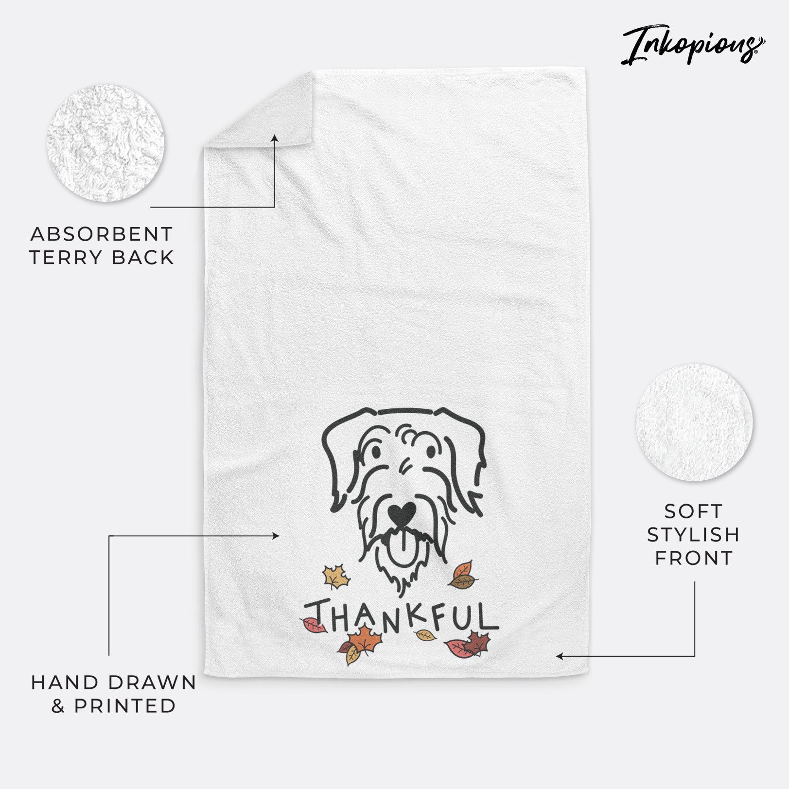 Thankful Doodle - Dug - Decorative Hand Towel