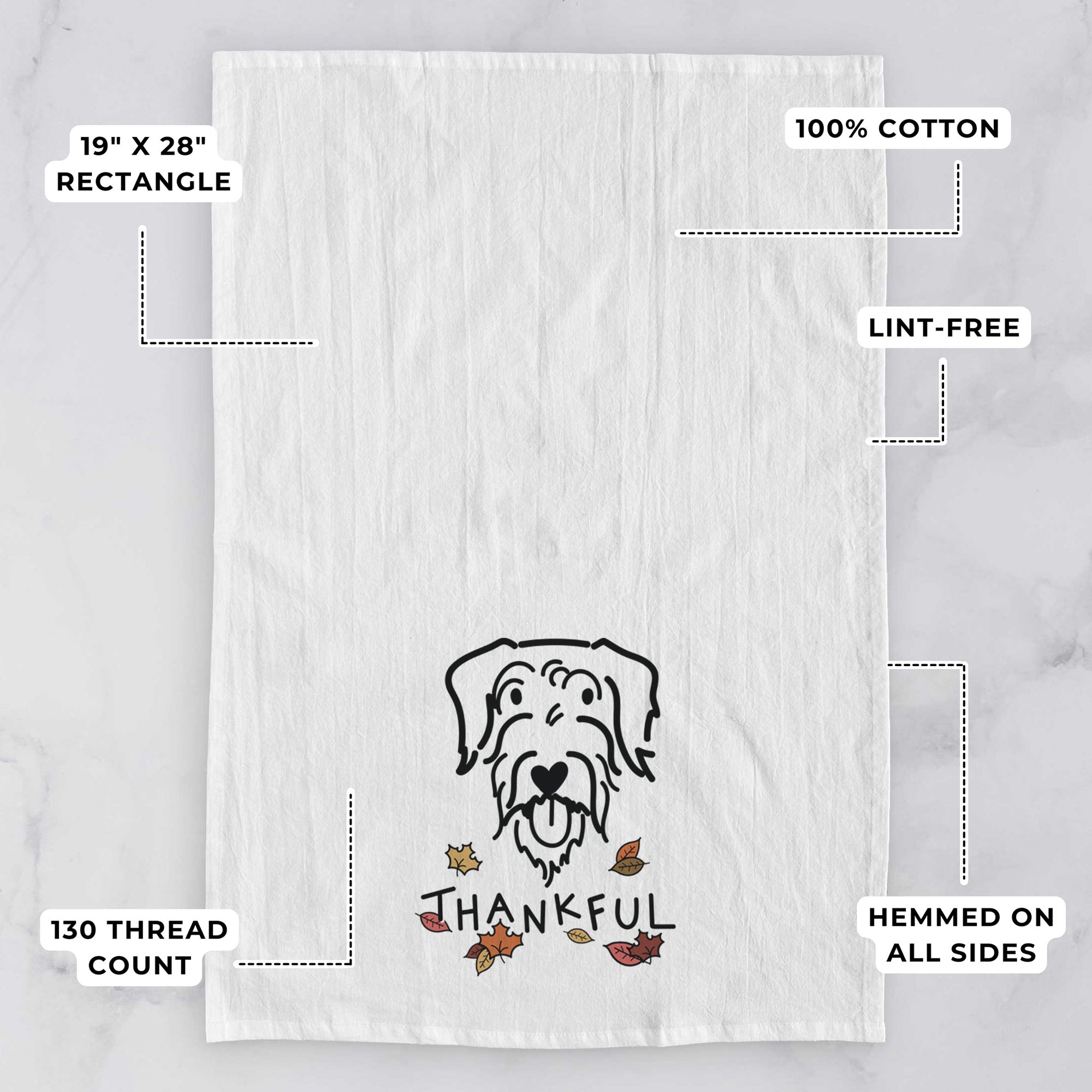 Thankful Doodle - Dug - Tea Towel