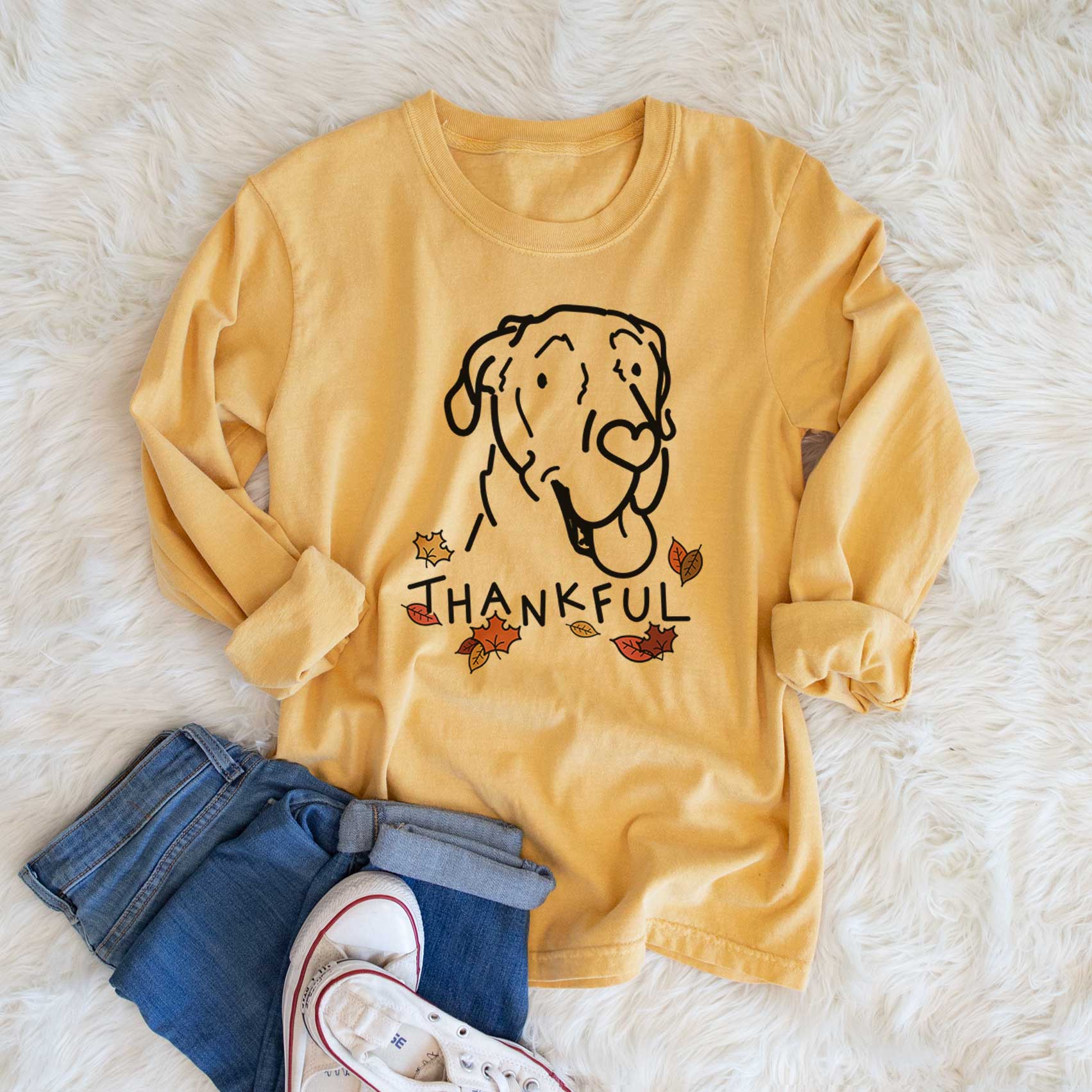 Thankful Great Dane - Duncan - Men's Heavyweight 100% Cotton Long Sleeve