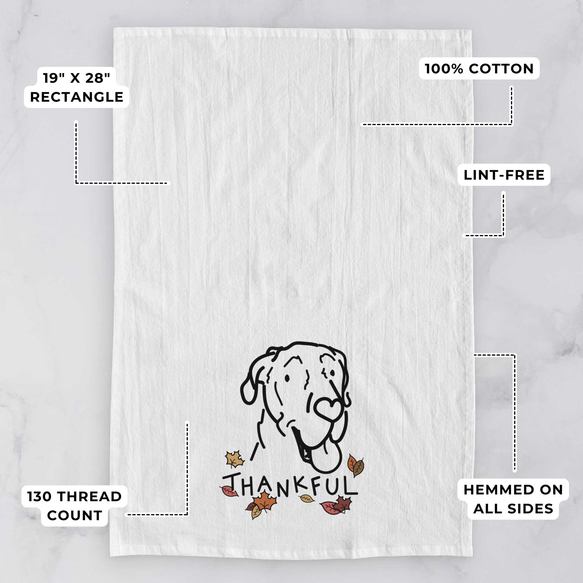 Thankful Great Dane - Duncan - Tea Towel