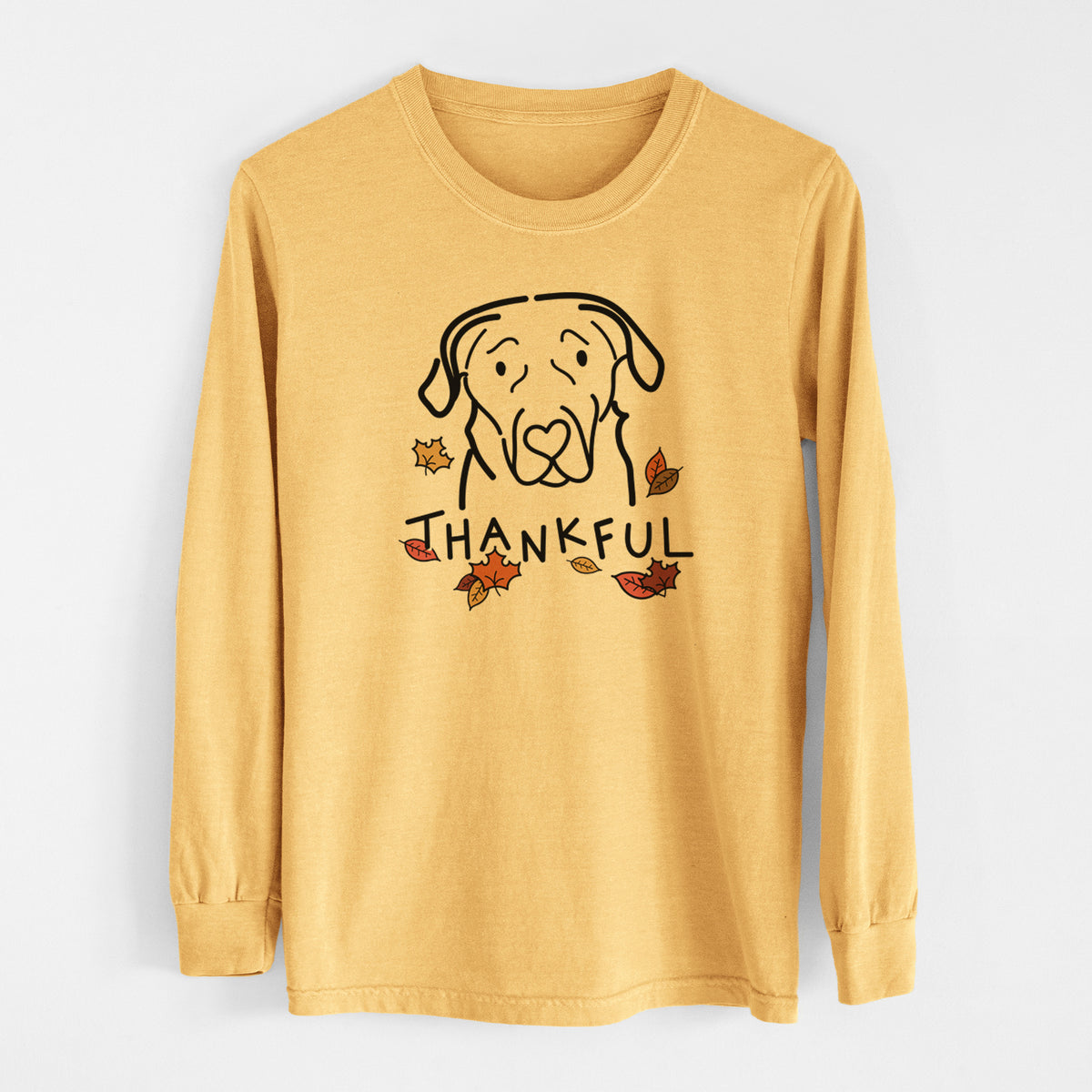 Thankful English Labrador - Men&#39;s Heavyweight 100% Cotton Long Sleeve