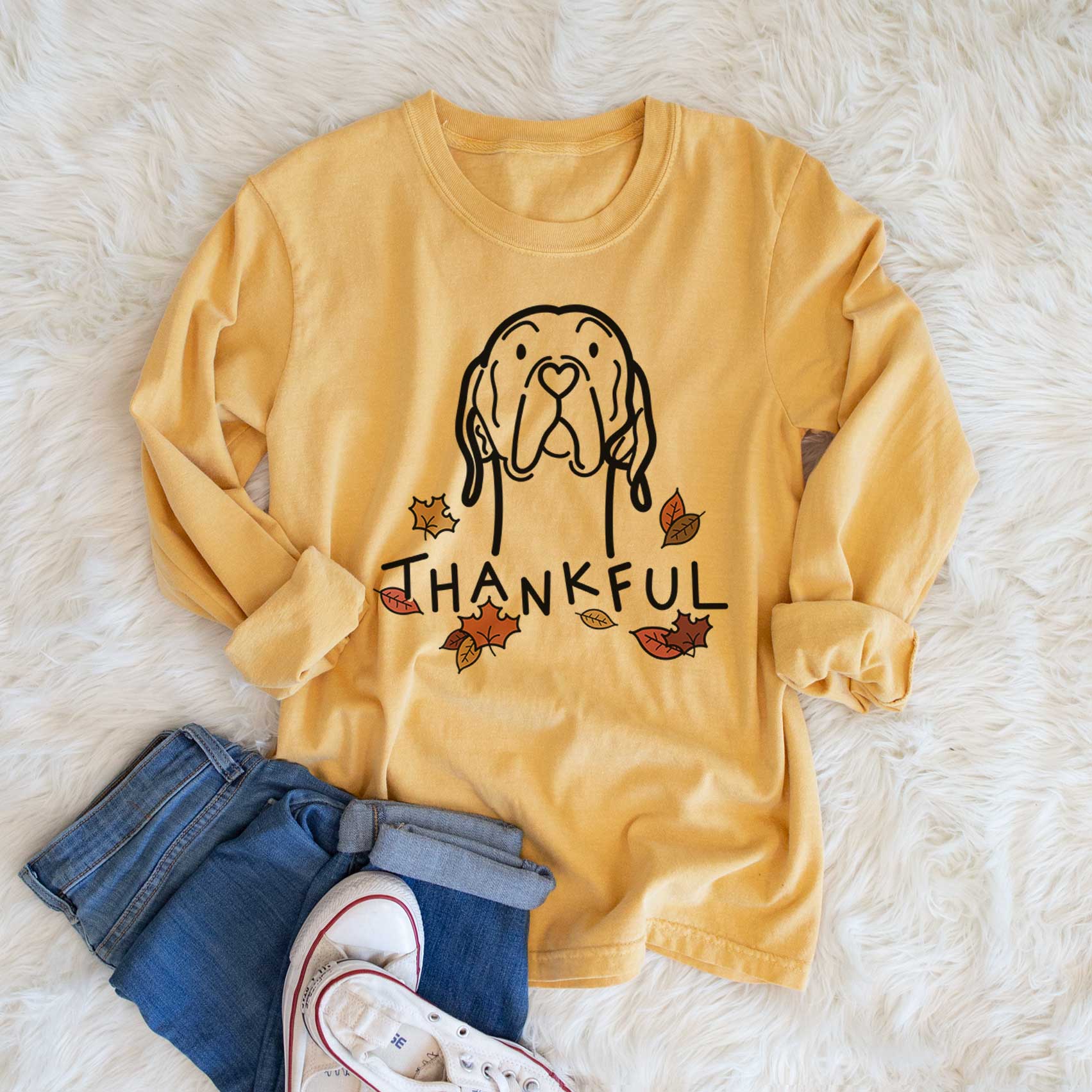 Thankful English Pointer - Men's Heavyweight 100% Cotton Long Sleeve