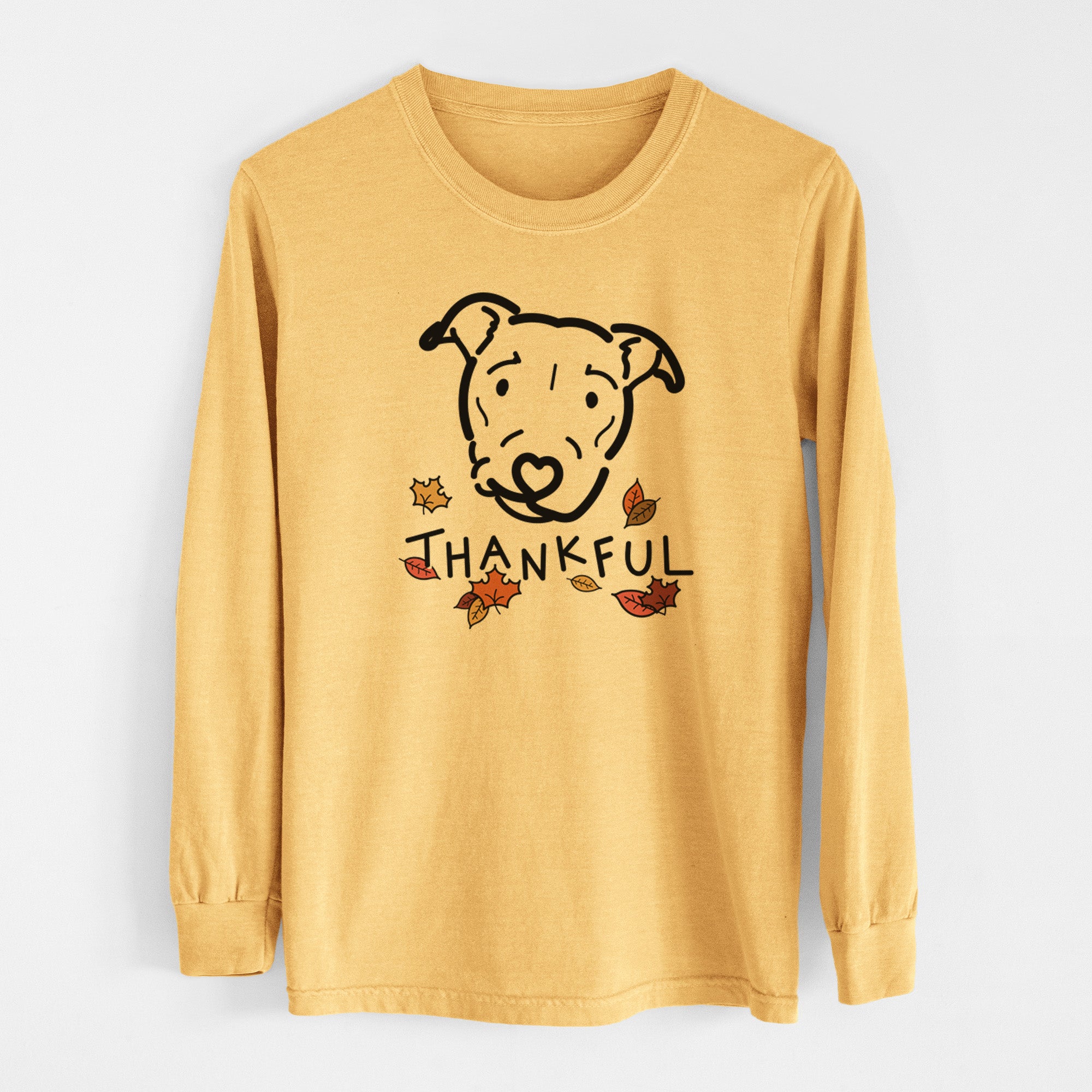 Thankful Pitbull Mix - Ernie - Men's Heavyweight 100% Cotton Long Sleeve