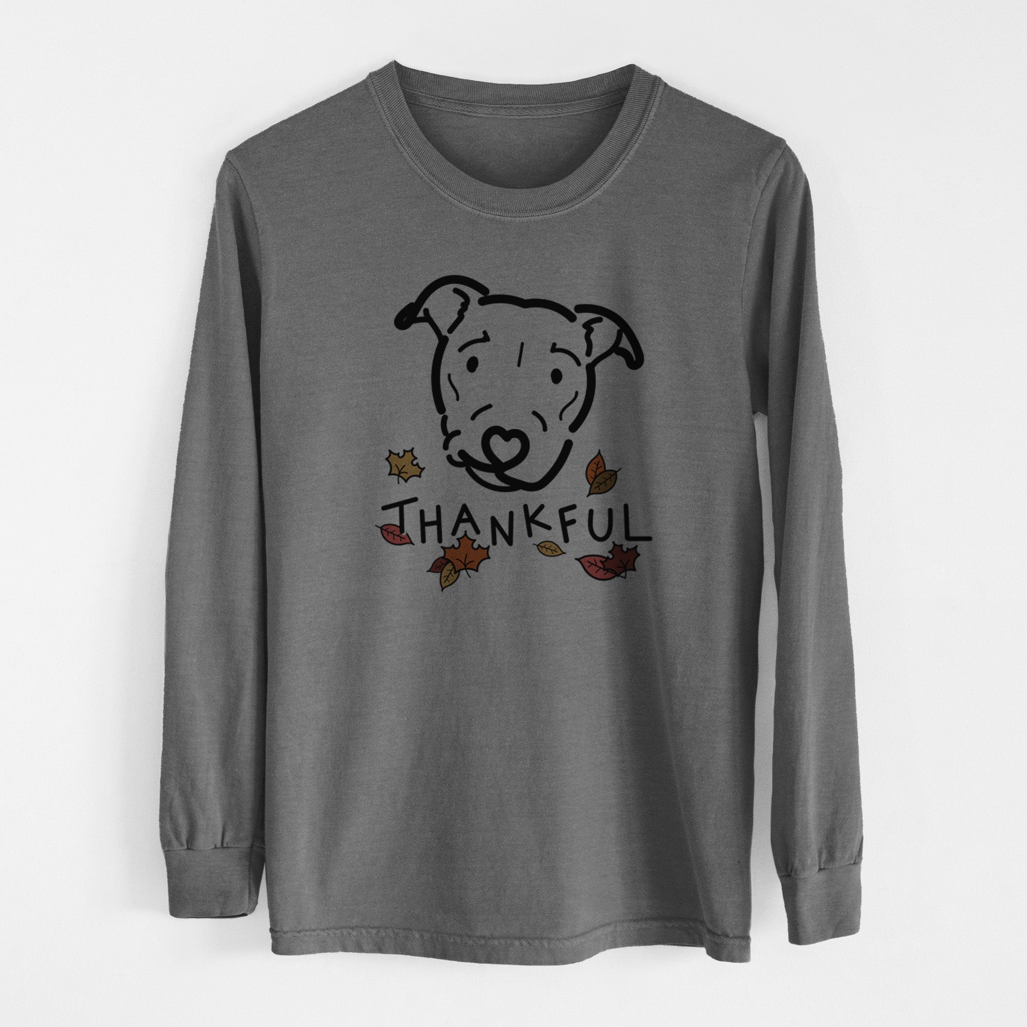 Thankful Pitbull Mix - Ernie - Men's Heavyweight 100% Cotton Long Sleeve