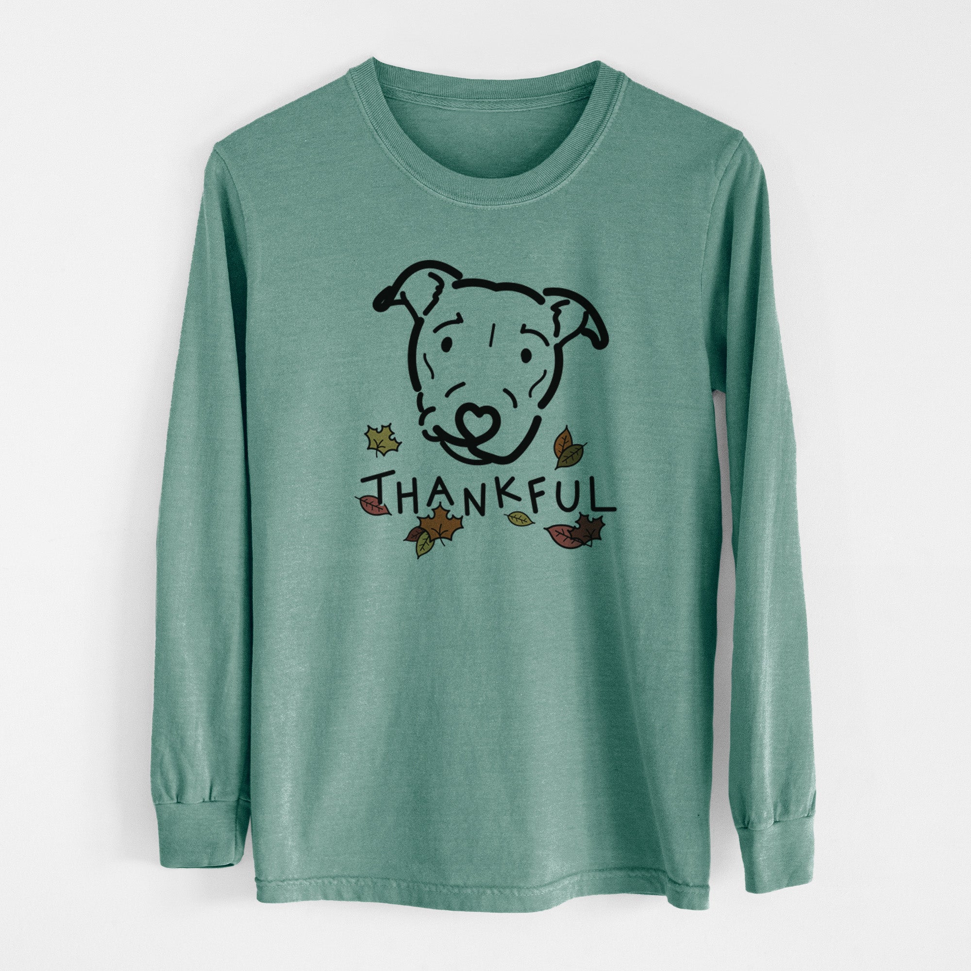 Thankful Pitbull Mix - Ernie - Men's Heavyweight 100% Cotton Long Sleeve