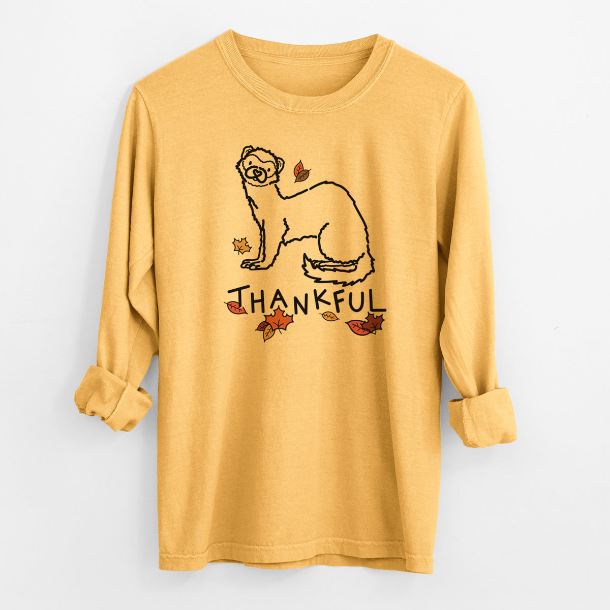 Thankful Ferret - Fern - Men's Heavyweight 100% Cotton Long Sleeve