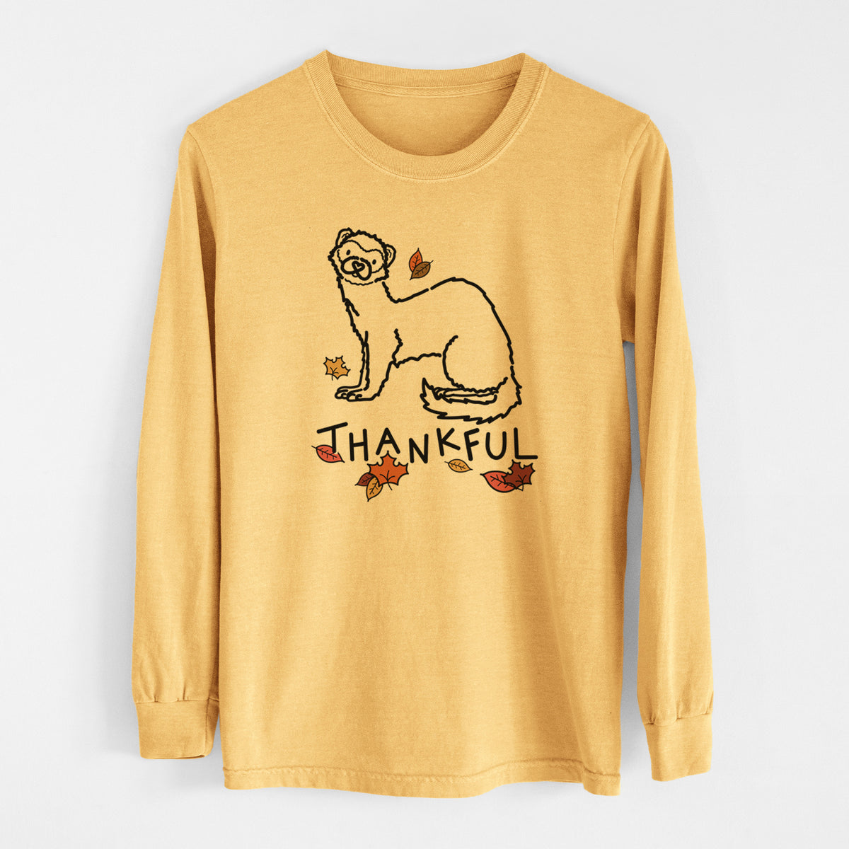 Thankful Ferret - Fern - Men&#39;s Heavyweight 100% Cotton Long Sleeve