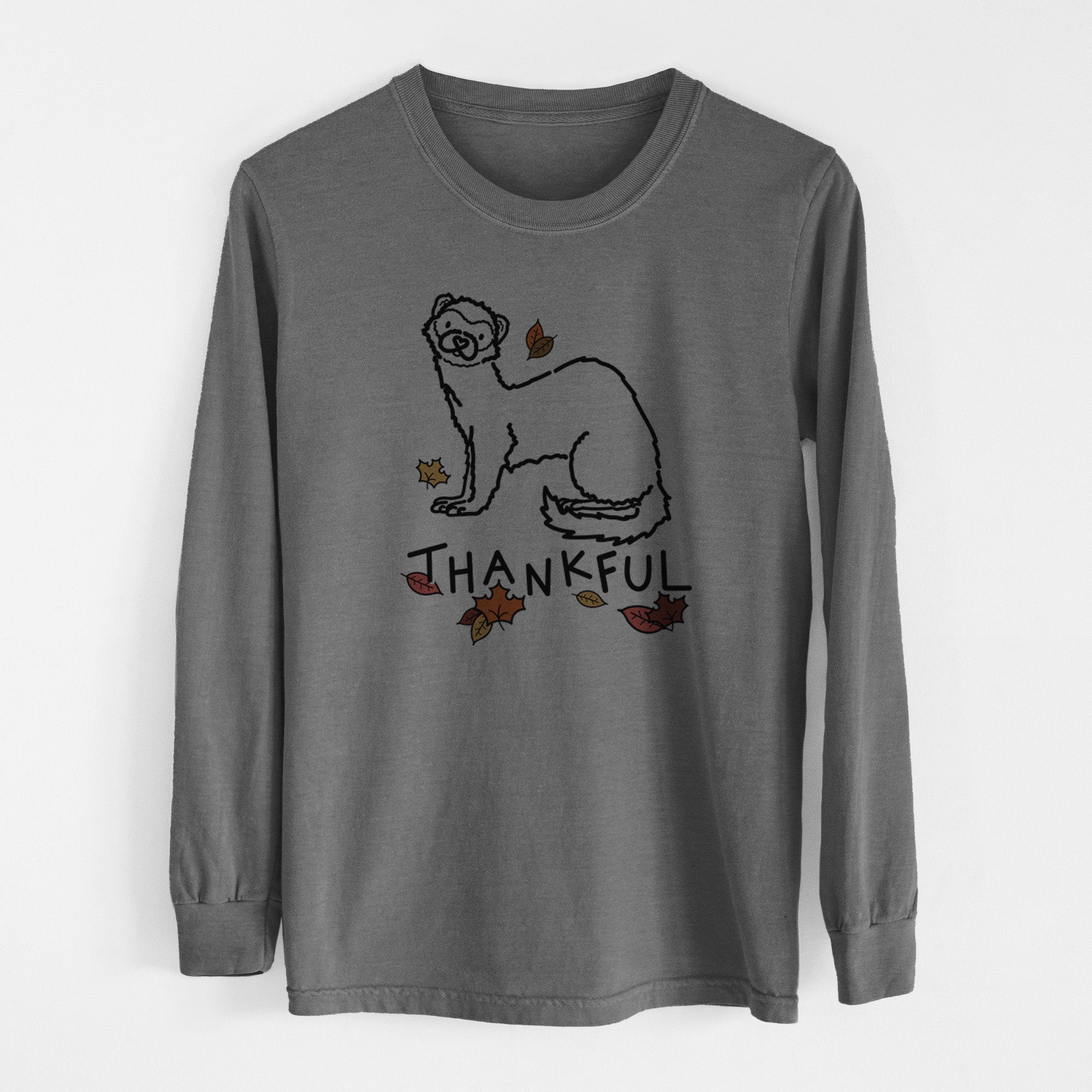 Thankful Ferret - Fern - Men's Heavyweight 100% Cotton Long Sleeve