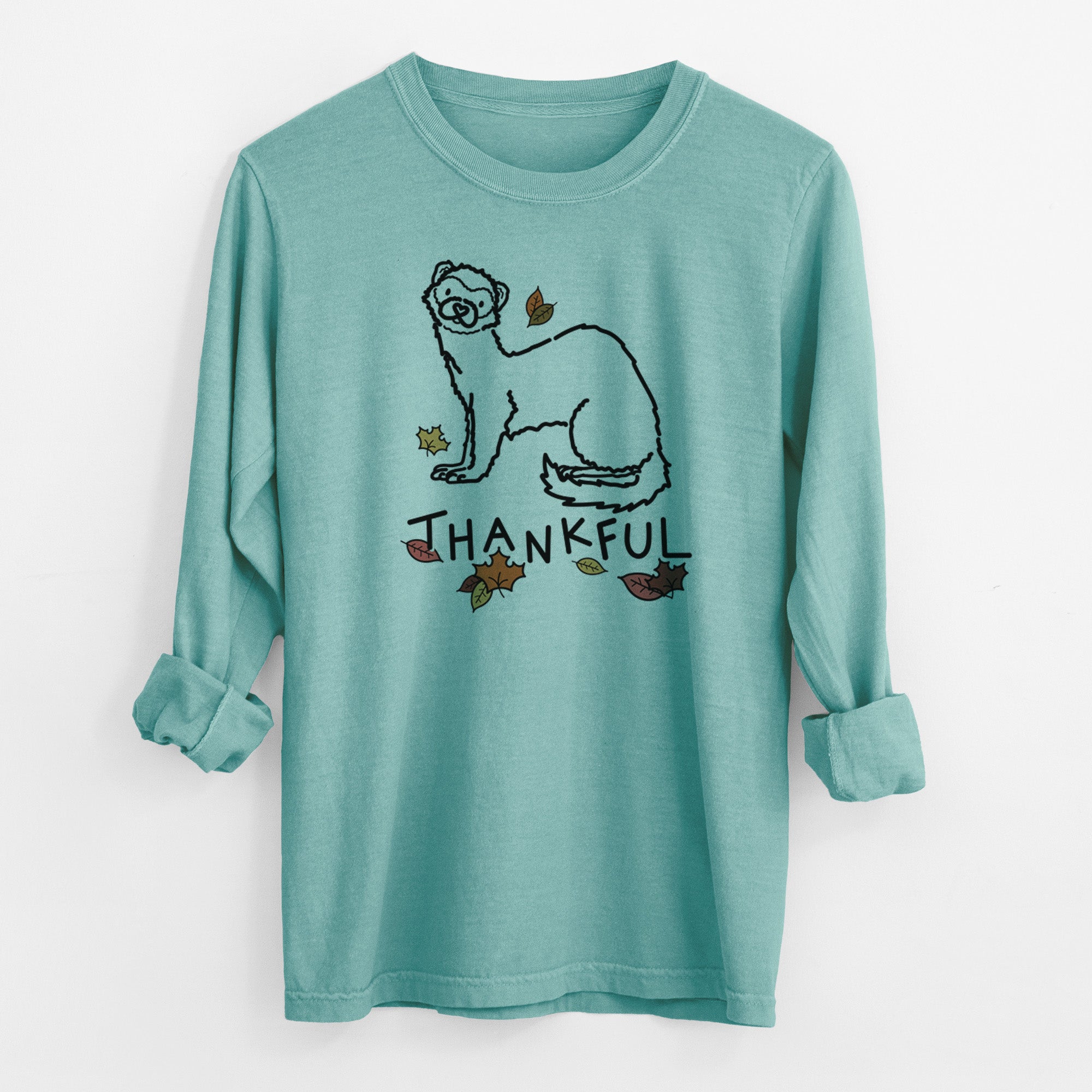 Thankful Ferret - Fern - Men's Heavyweight 100% Cotton Long Sleeve