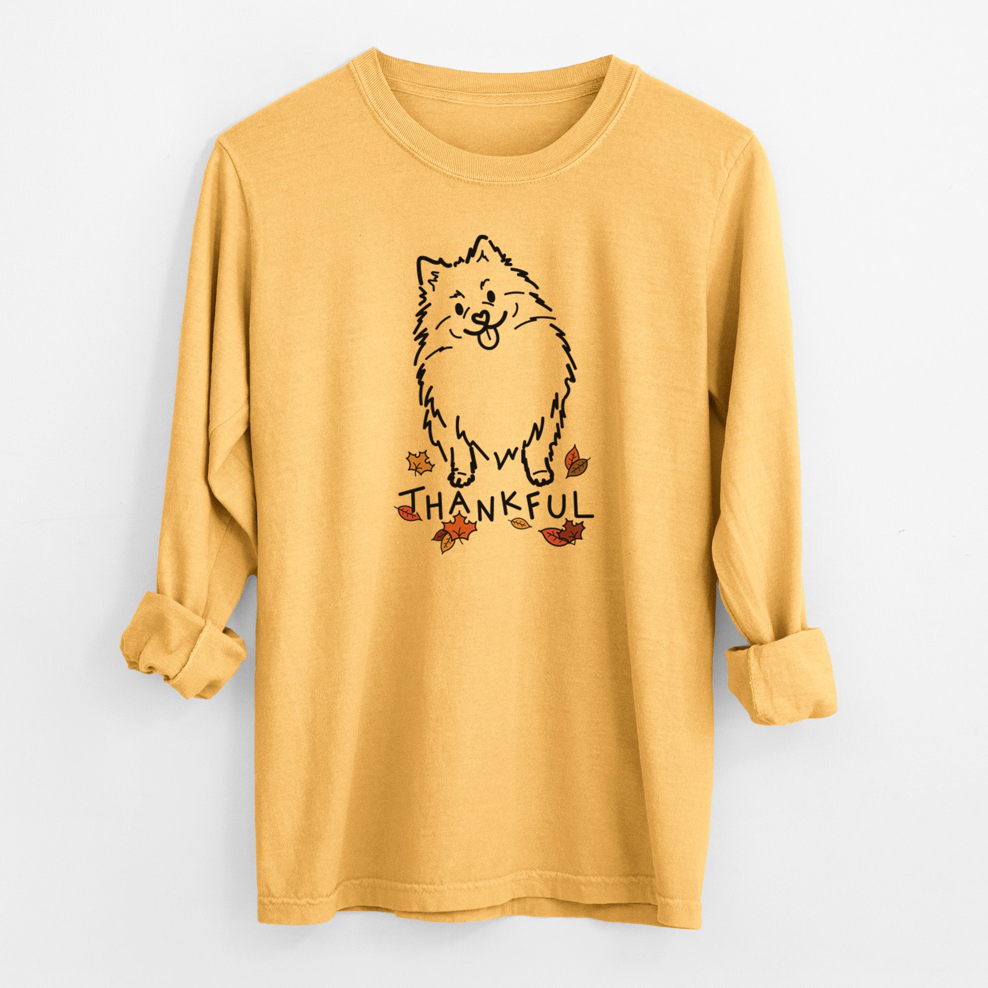 Thankful Pomeranian - Fern - Men's Heavyweight 100% Cotton Long Sleeve