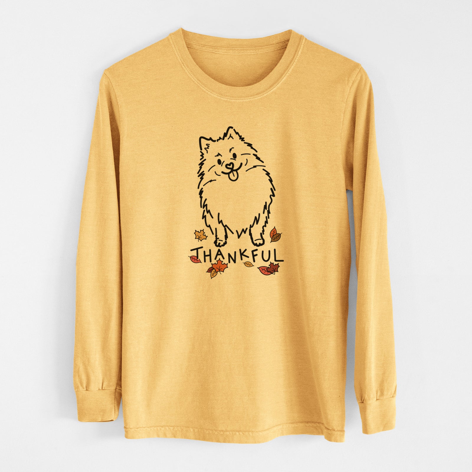 Thankful Pomeranian - Fern - Men's Heavyweight 100% Cotton Long Sleeve