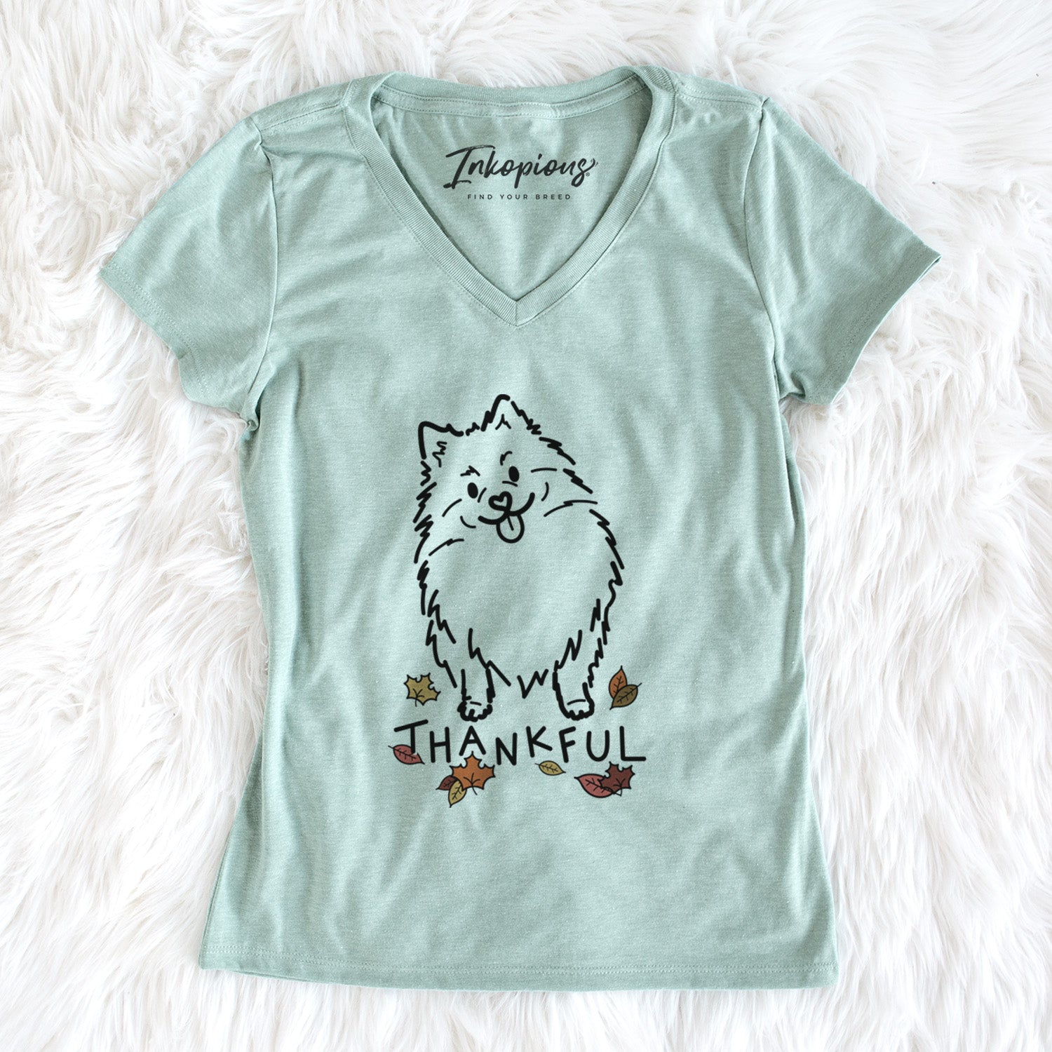 Thankful Pomeranian - Fern - Women's Perfect V-neck Shirt