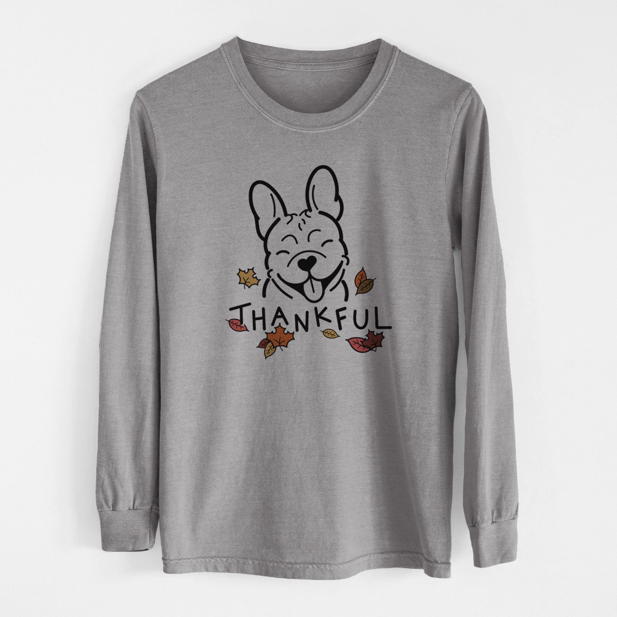 Thankful French Bulldog - Men's Heavyweight 100% Cotton Long Sleeve