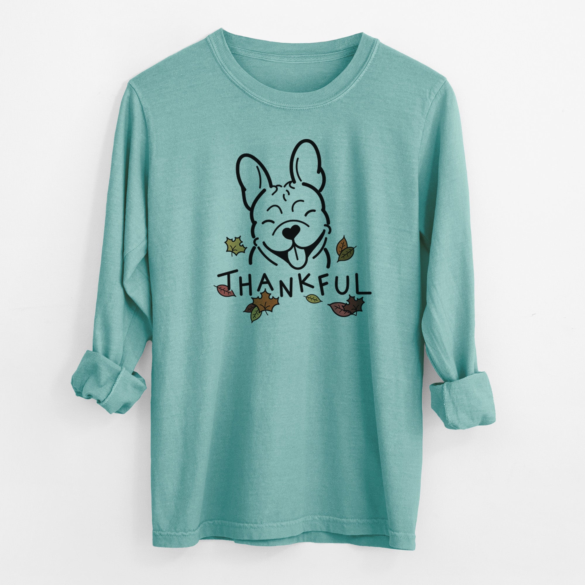 Thankful French Bulldog - Men's Heavyweight 100% Cotton Long Sleeve