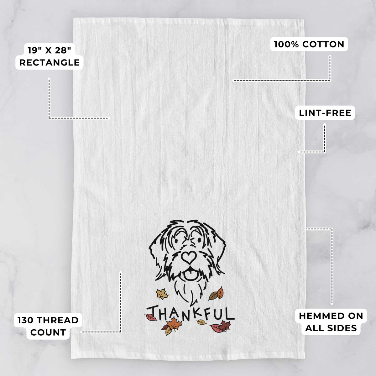 Thankful Wirehaird Pointing Griffon - Gary - Tea Towel