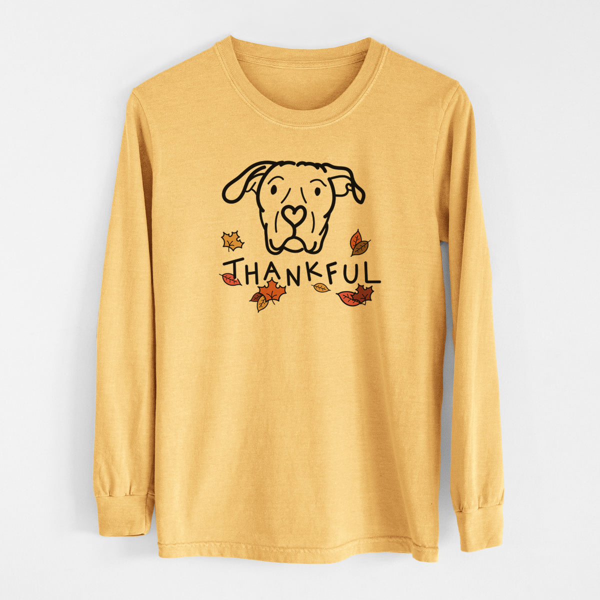 Thankful Dogo Argentino - Genevieve - Men&#39;s Heavyweight 100% Cotton Long Sleeve