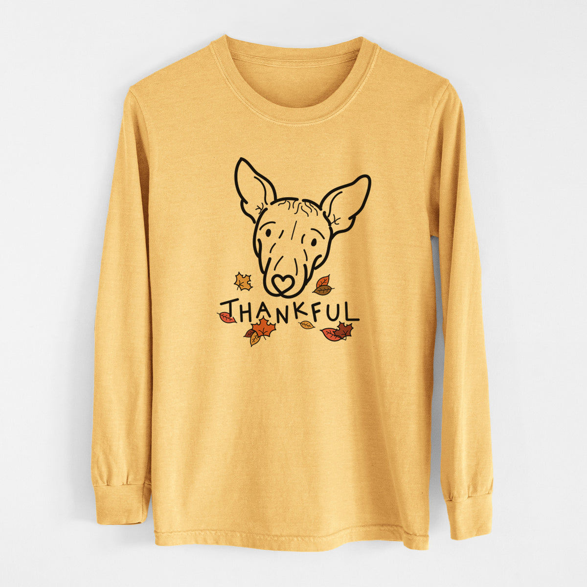 Thankful American Hairless Terrier - Georgia - Men&#39;s Heavyweight 100% Cotton Long Sleeve