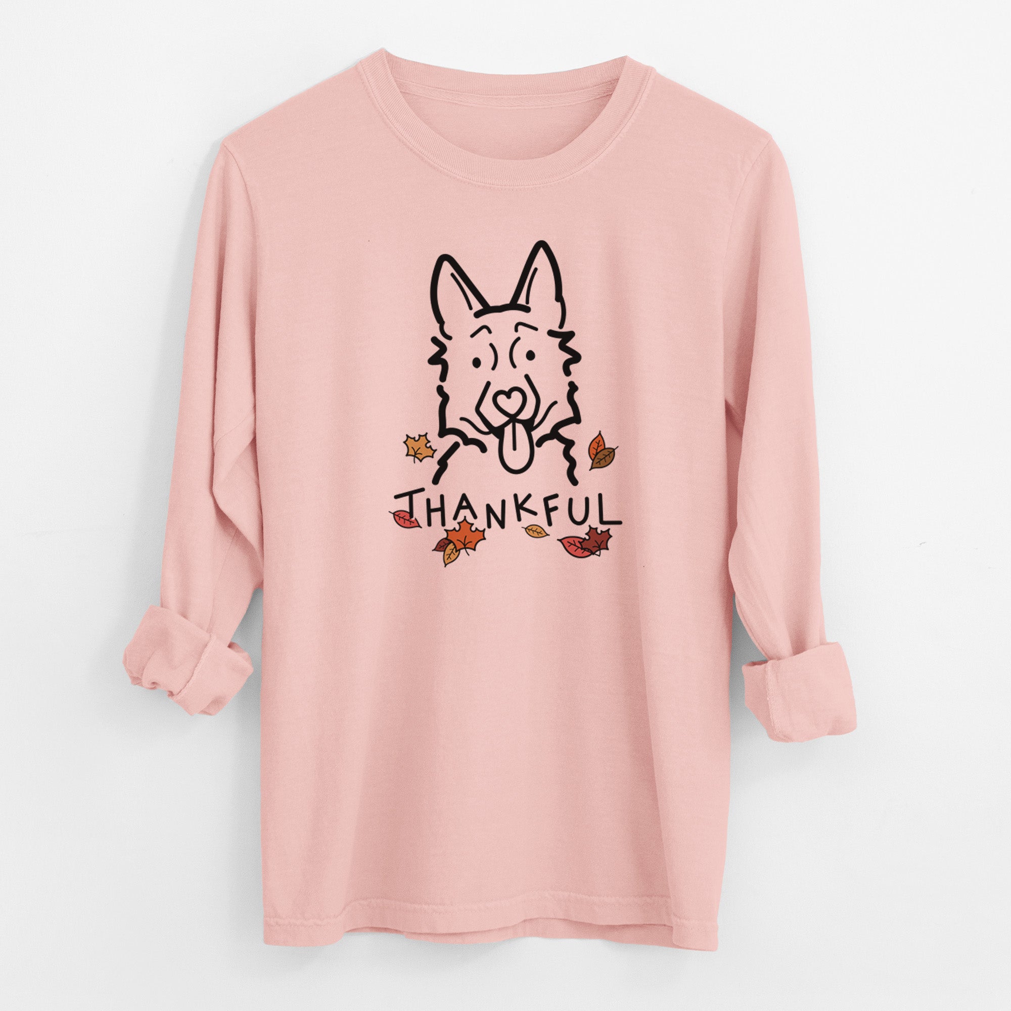 Thankful German Shepherd - Men's Heavyweight 100% Cotton Long Sleeve