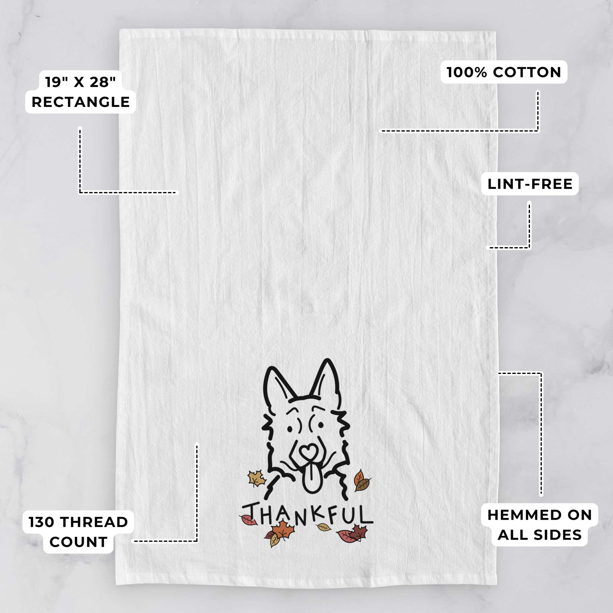 Thankful German Shepherd - Tea Towel