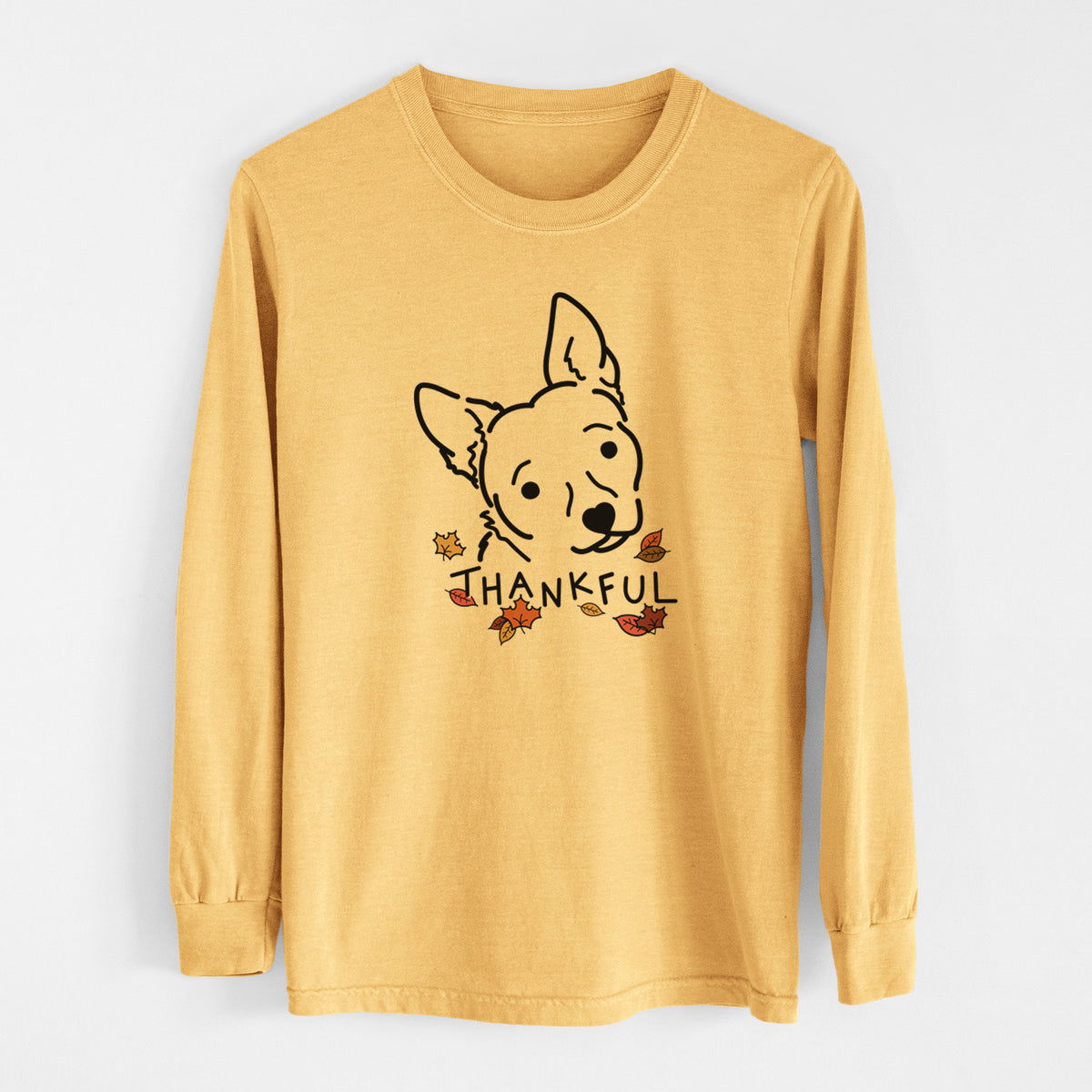 Thankful Chihuahua Mix - GiGi - Men&#39;s Heavyweight 100% Cotton Long Sleeve