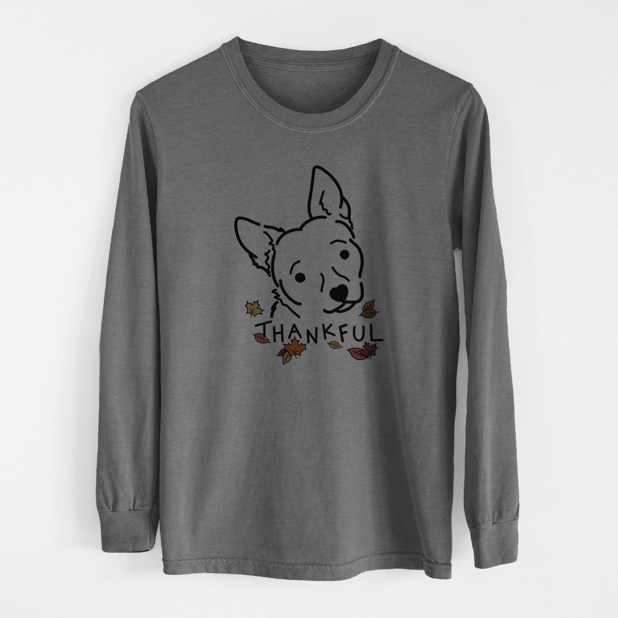 Thankful Chihuahua Mix - GiGi - Men's Heavyweight 100% Cotton Long Sleeve