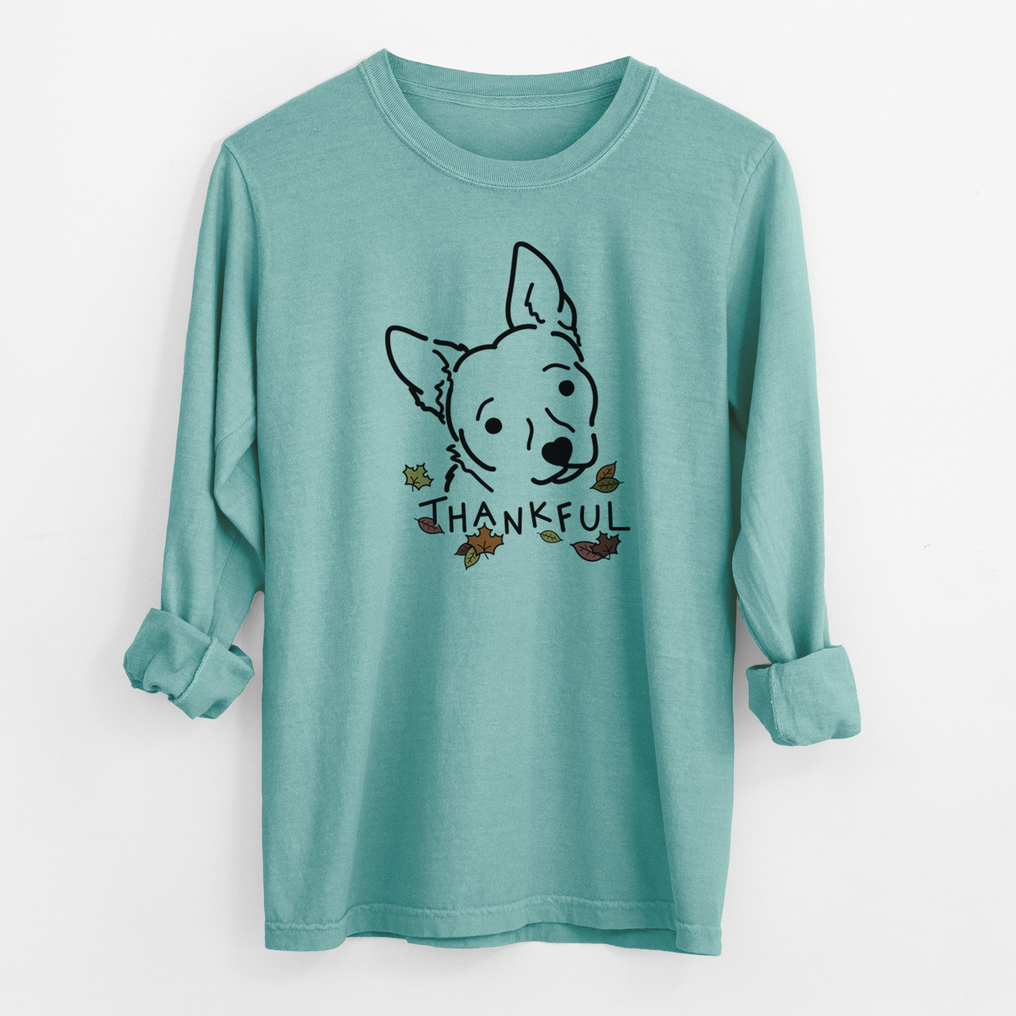 Thankful Chihuahua Mix - GiGi - Men's Heavyweight 100% Cotton Long Sleeve