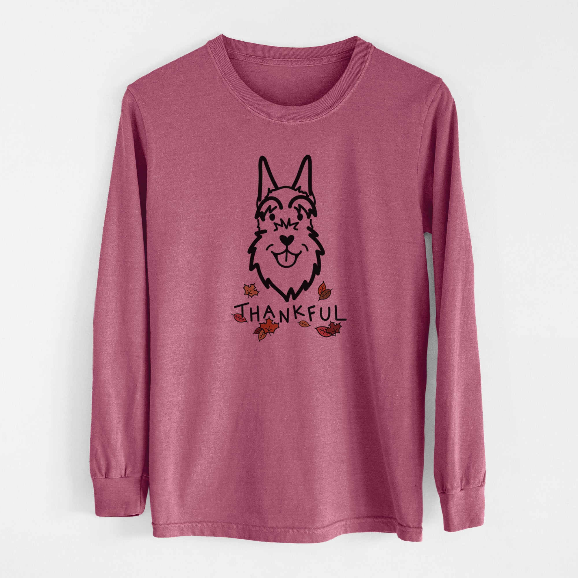 Thankful Schnauzer Cropped Ears - Men's Heavyweight 100% Cotton Long Sleeve