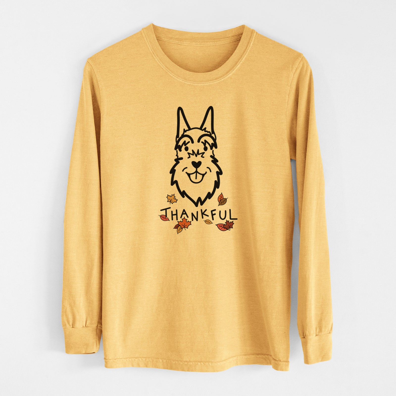 Thankful Schnauzer Cropped Ears - Men's Heavyweight 100% Cotton Long Sleeve