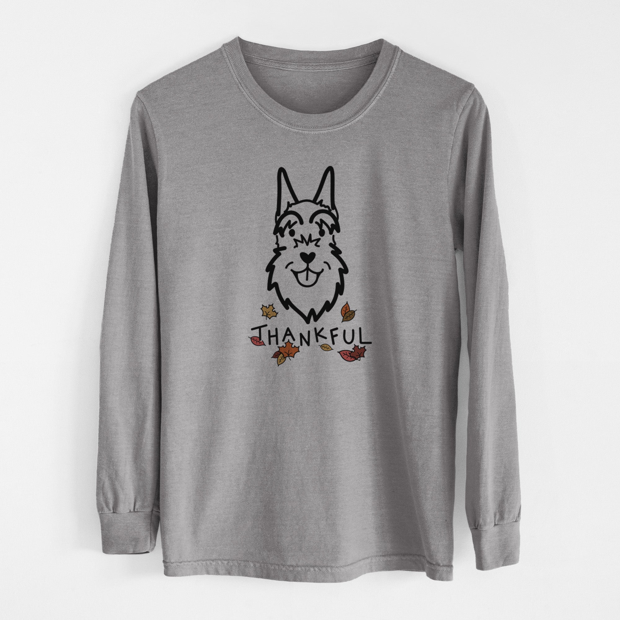 Thankful Schnauzer Cropped Ears - Men's Heavyweight 100% Cotton Long Sleeve