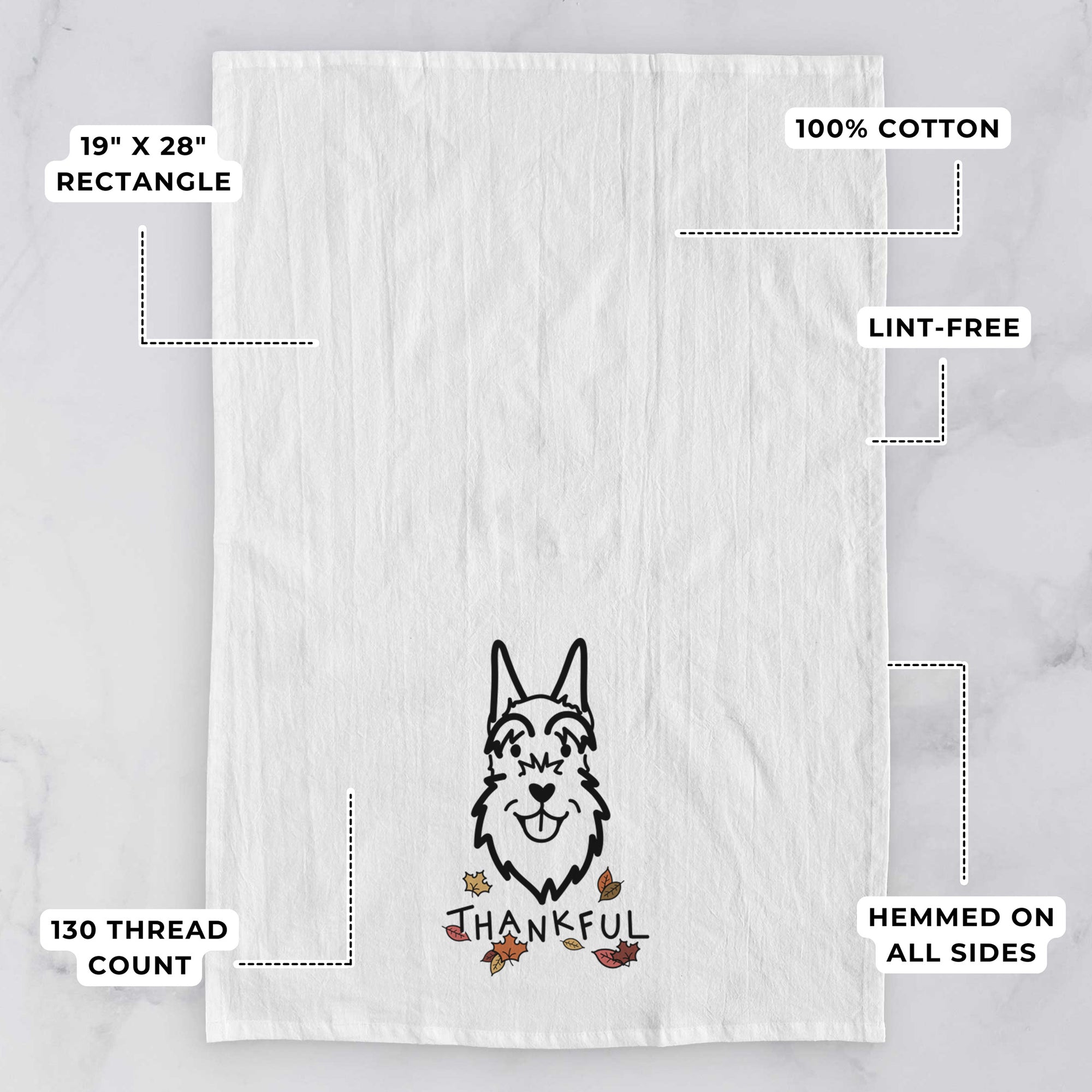 Thankful Schnauzer Cropped Ears - Tea Towel