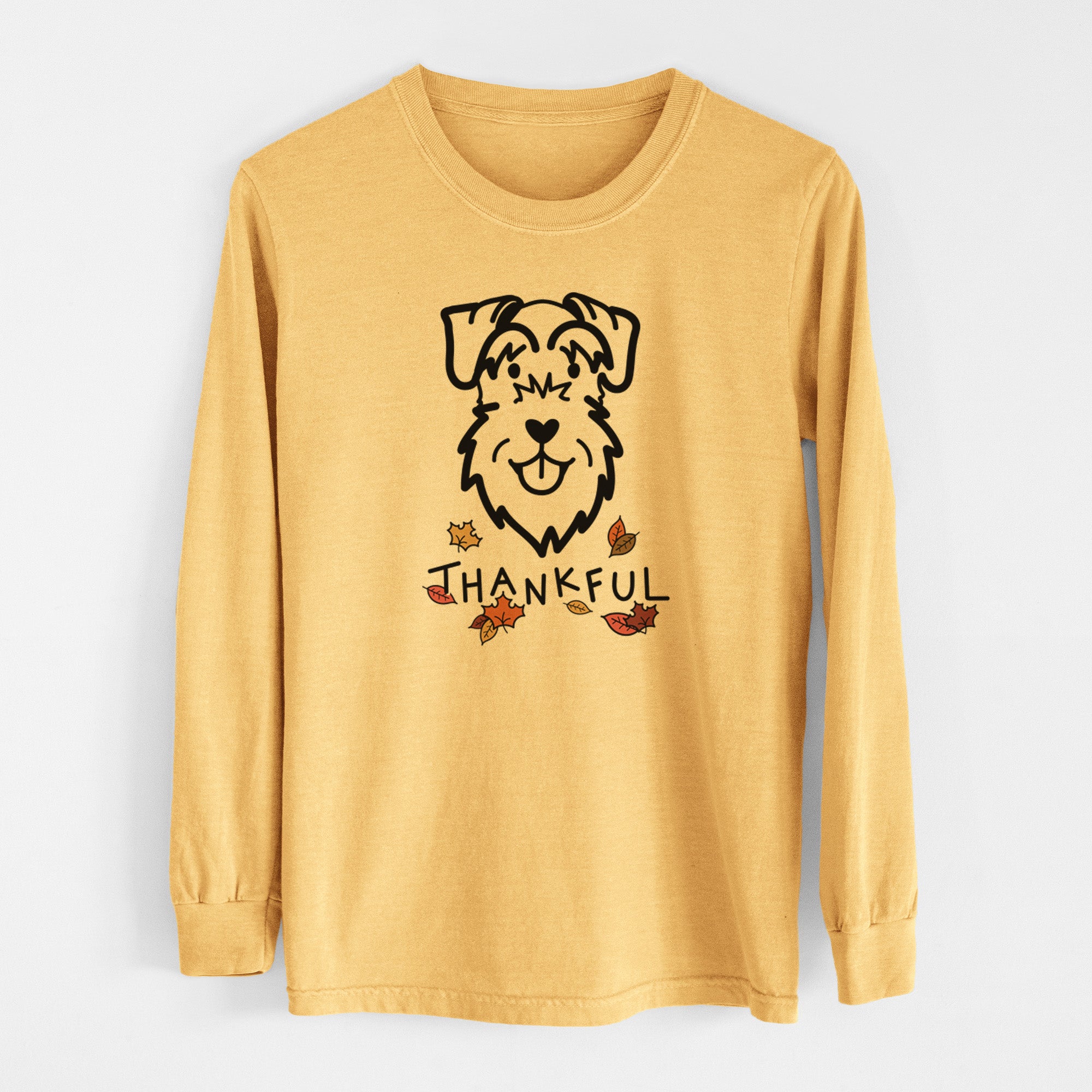 Thankful Schnauzer Natural Ears - Men's Heavyweight 100% Cotton Long Sleeve