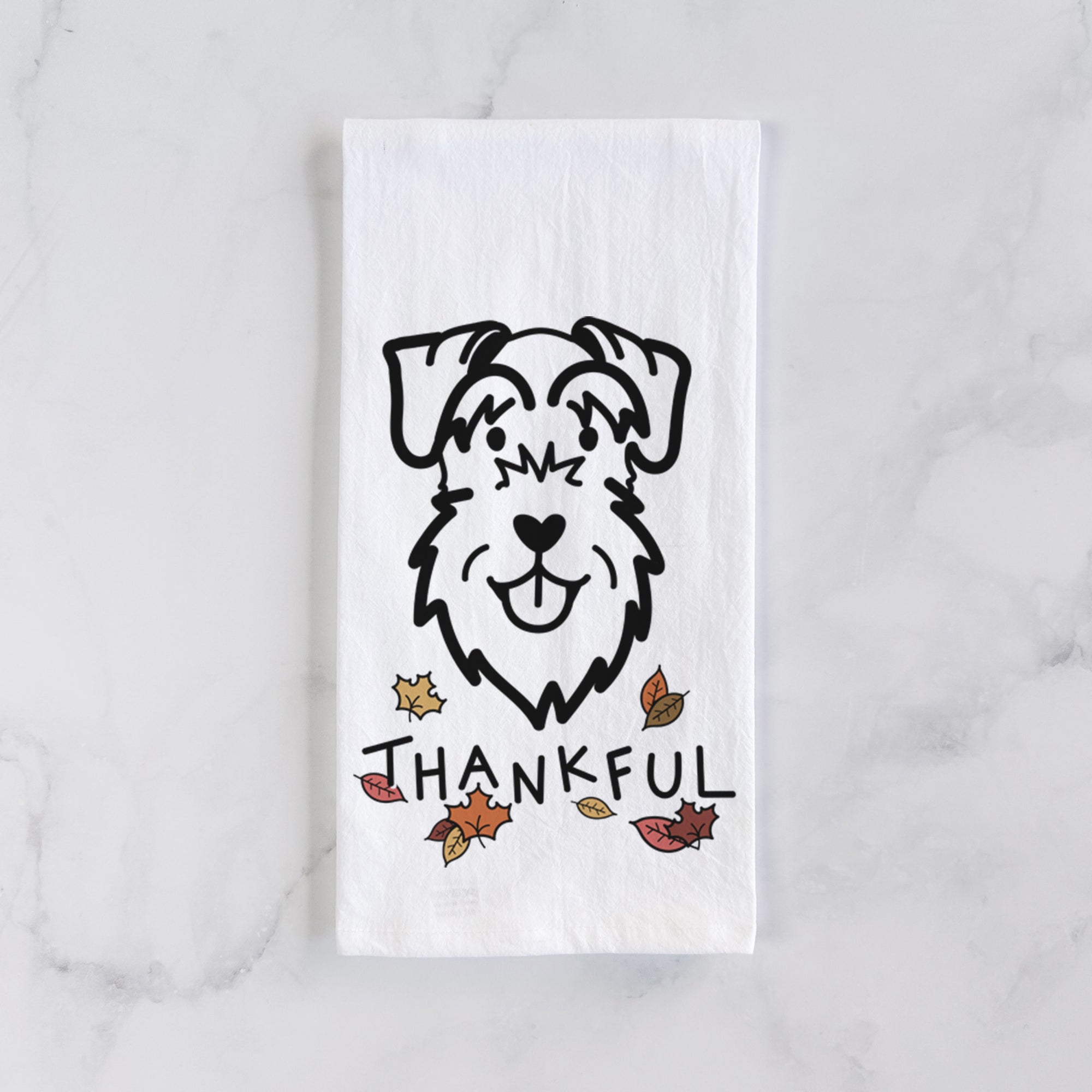 Thankful Schnauzer Natural Ears - Tea Towel