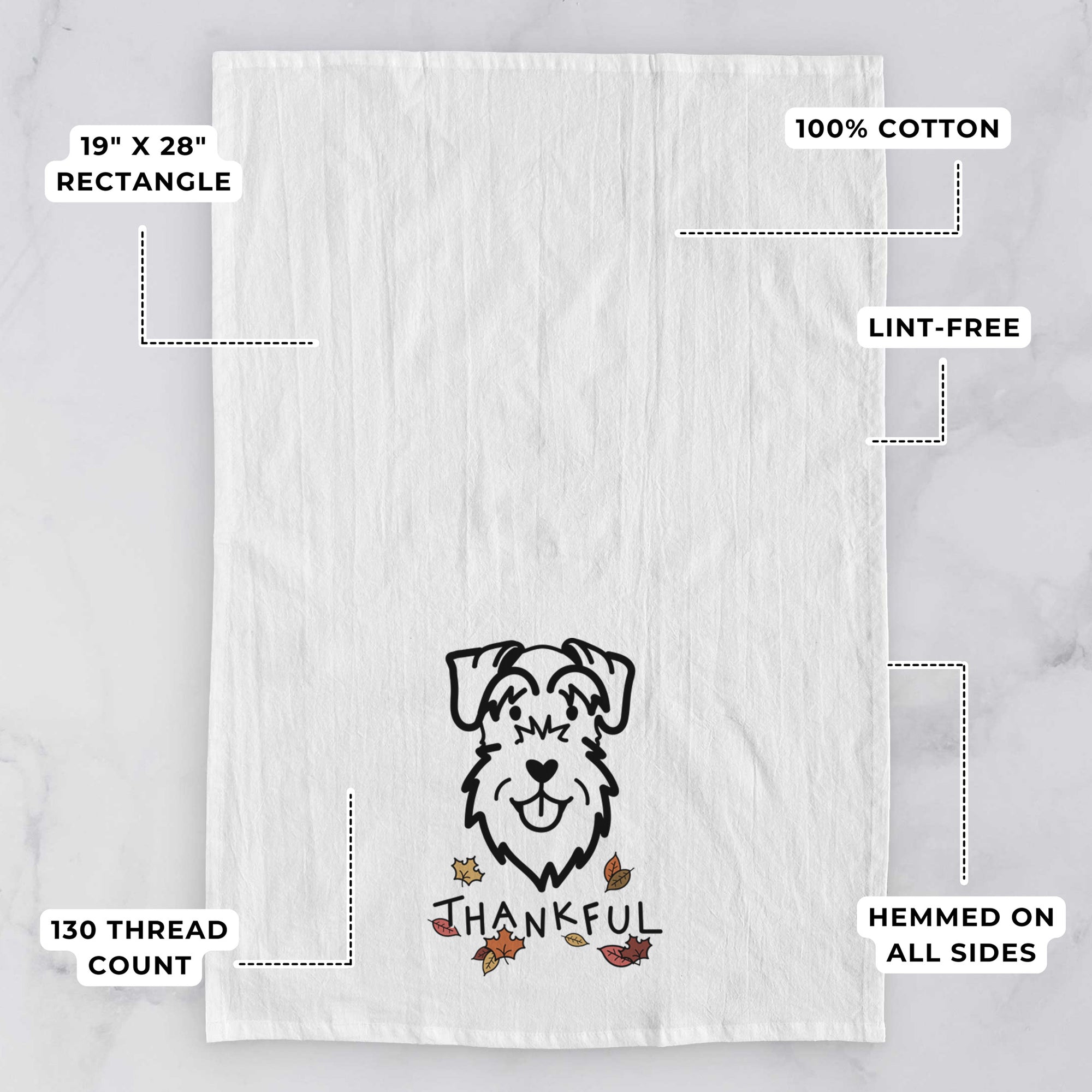 Thankful Schnauzer Natural Ears - Tea Towel