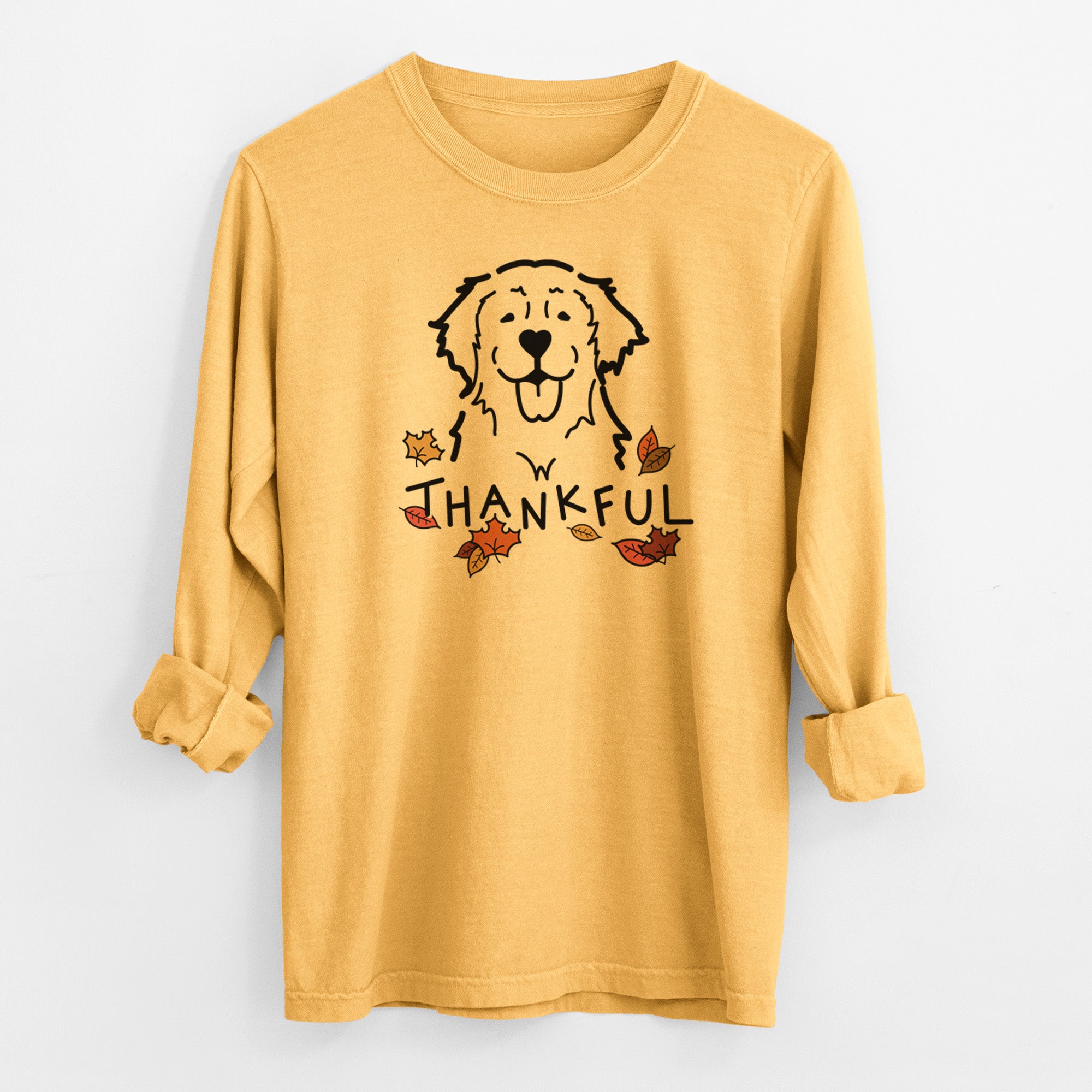 Thankful Golden Retriever - Men's Heavyweight 100% Cotton Long Sleeve