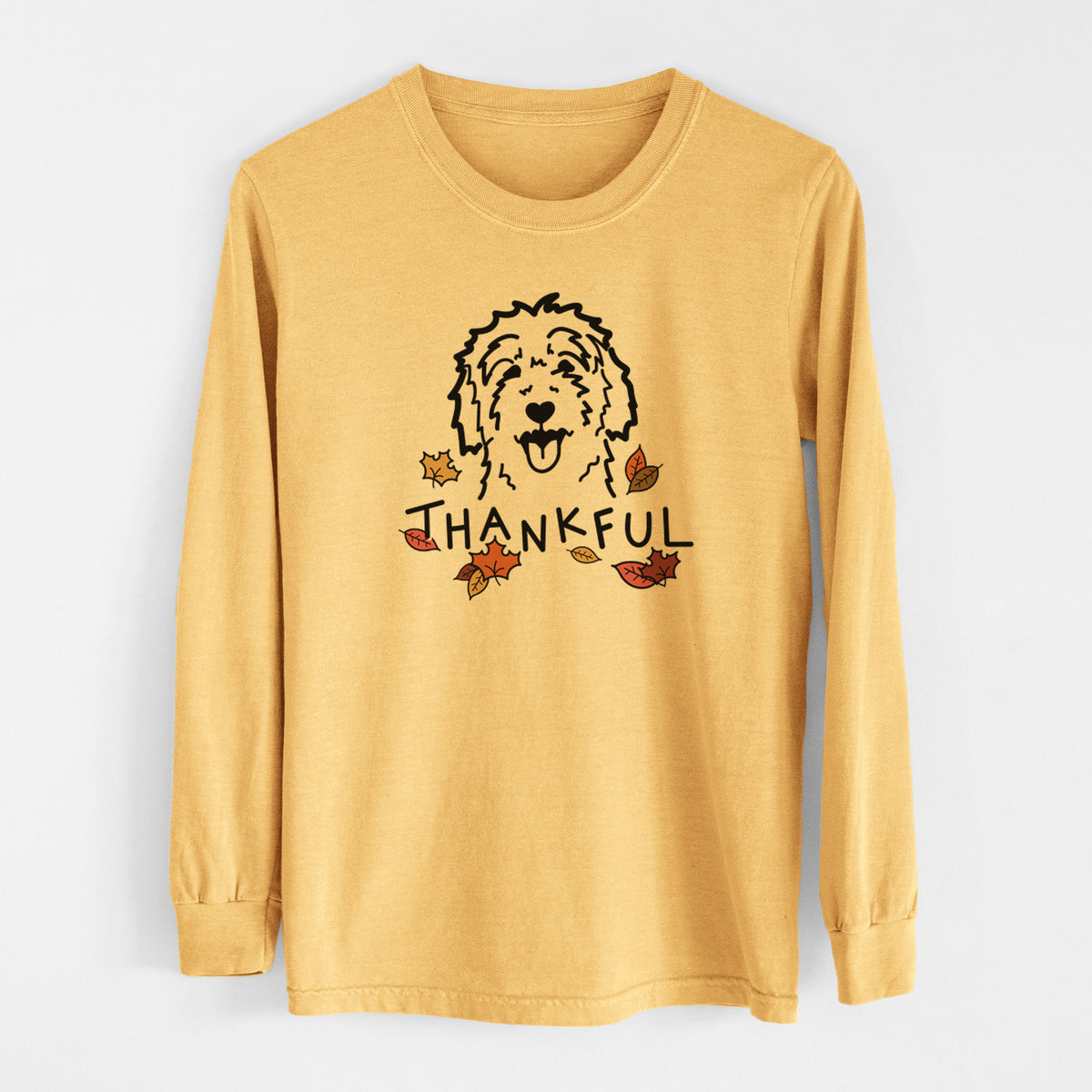 Thankful Goldendoodle - Men&#39;s Heavyweight 100% Cotton Long Sleeve