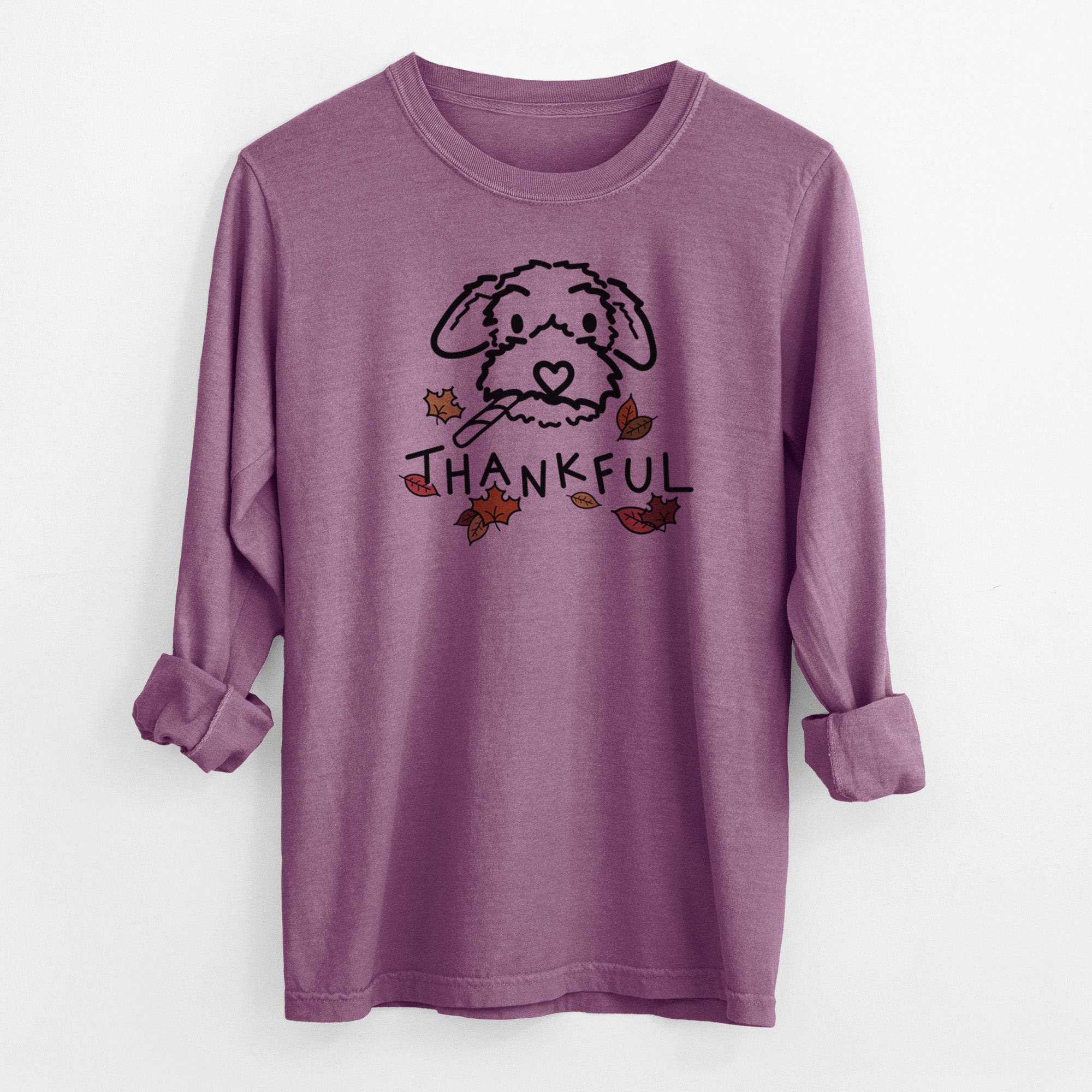 Thankful Poodle Mix - Gomer - Men's Heavyweight 100% Cotton Long Sleeve