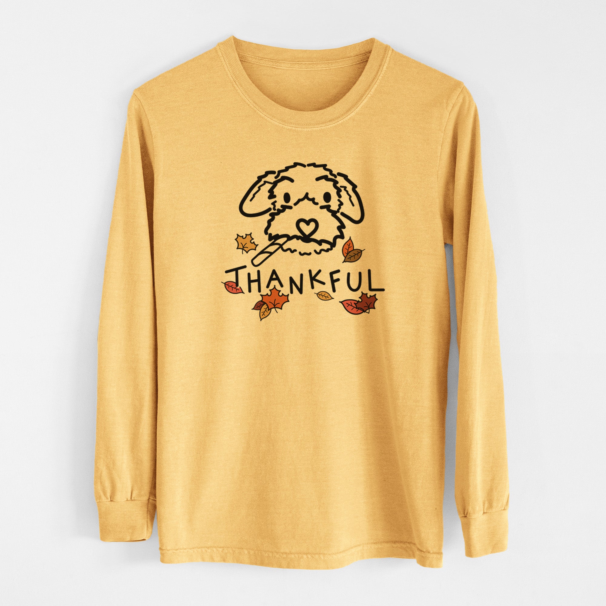 Thankful Poodle Mix - Gomer - Men's Heavyweight 100% Cotton Long Sleeve