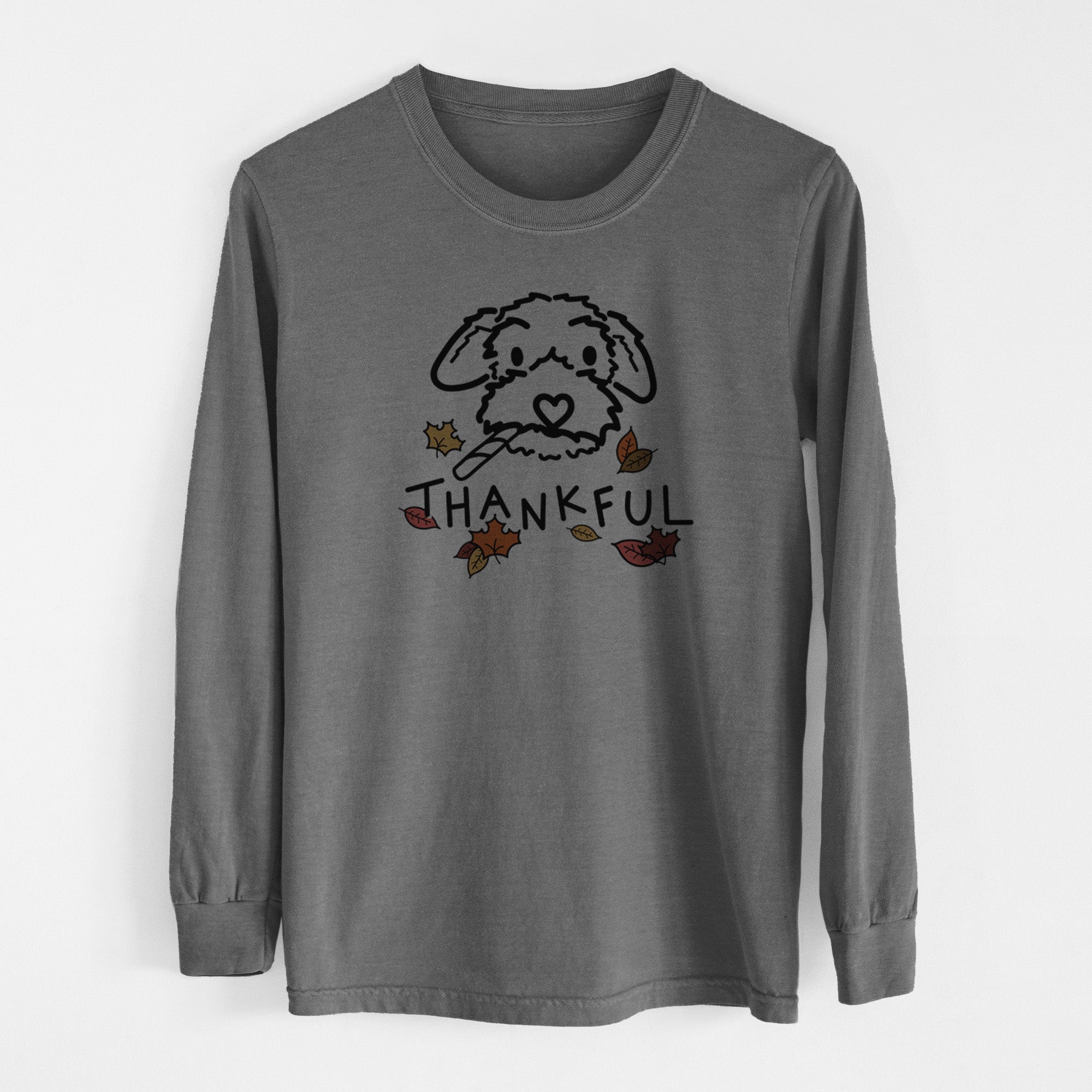 Thankful Poodle Mix - Gomer - Men's Heavyweight 100% Cotton Long Sleeve