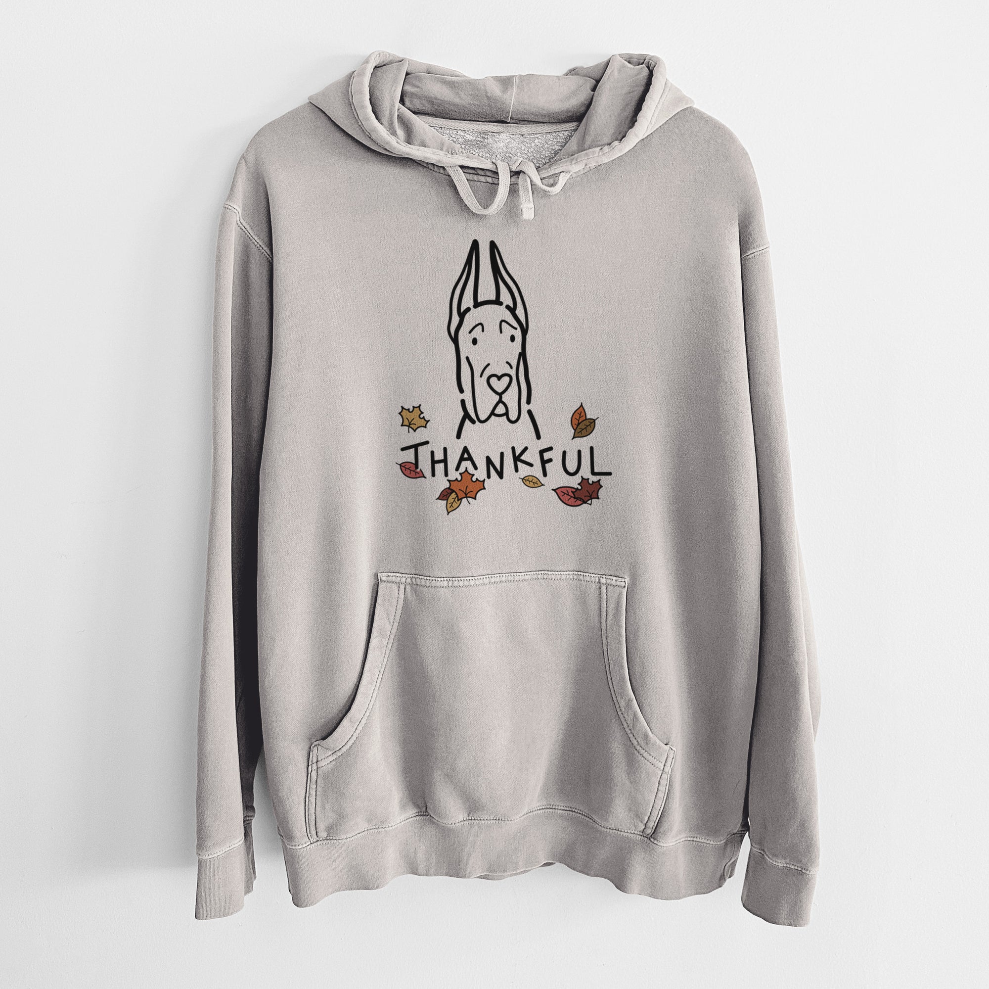 Thankful Great Dane with Cropped Ears - Unisex Pigment Dyed Hoodie