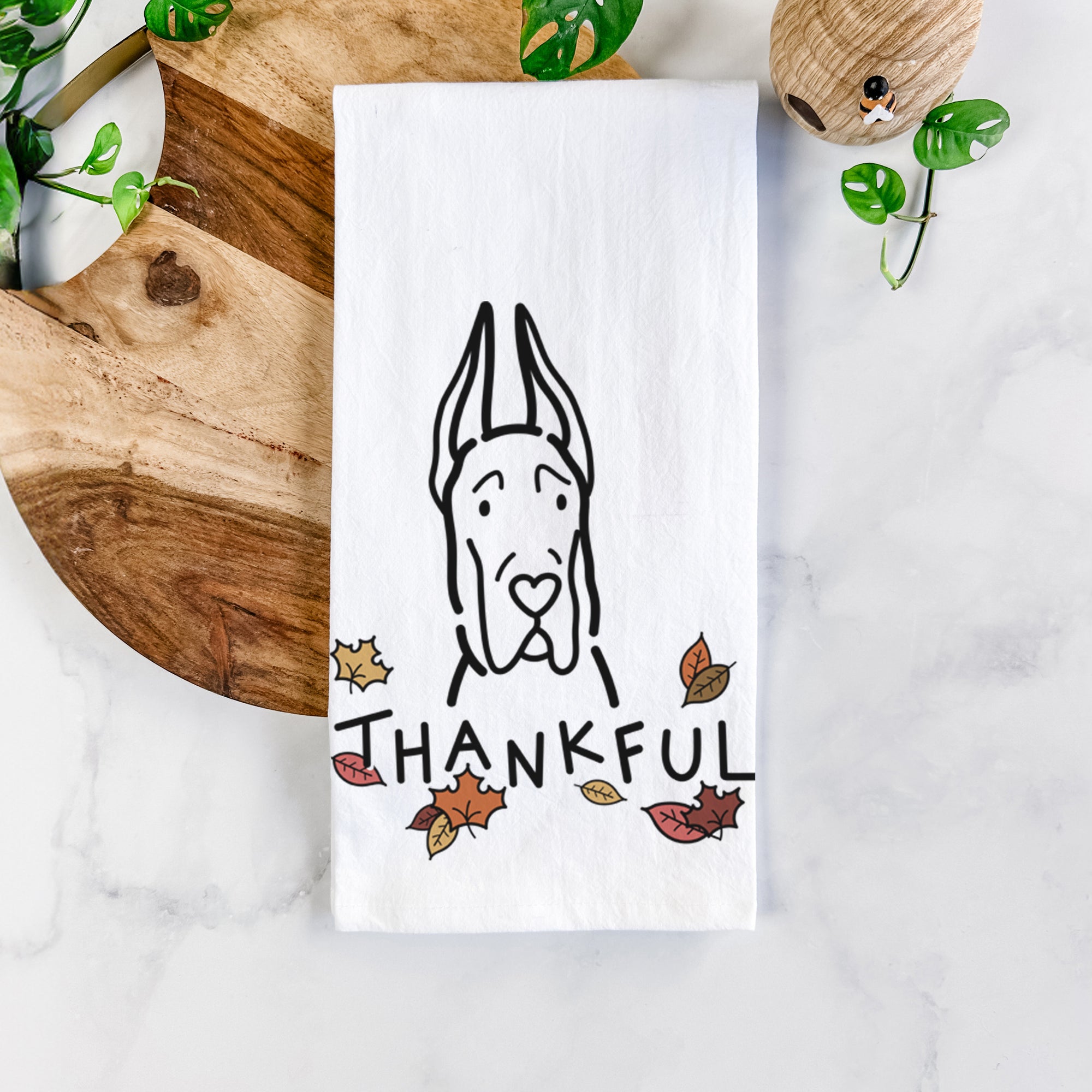 Thankful Great Dane with Cropped Ears - Tea Towel