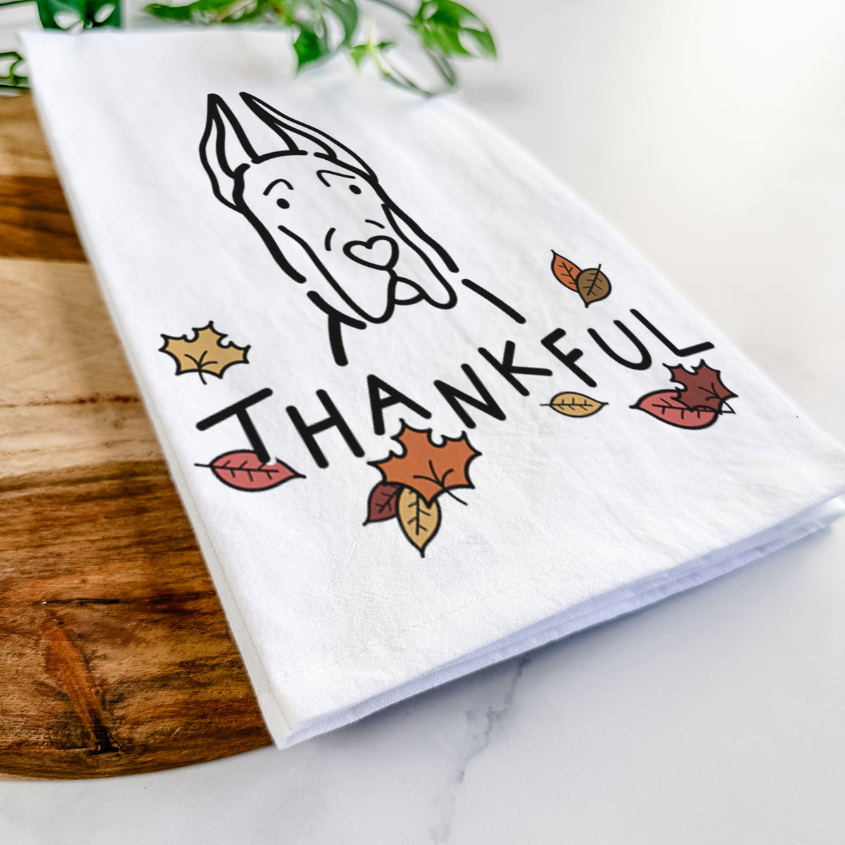 Thankful Great Dane with Cropped Ears - Tea Towel